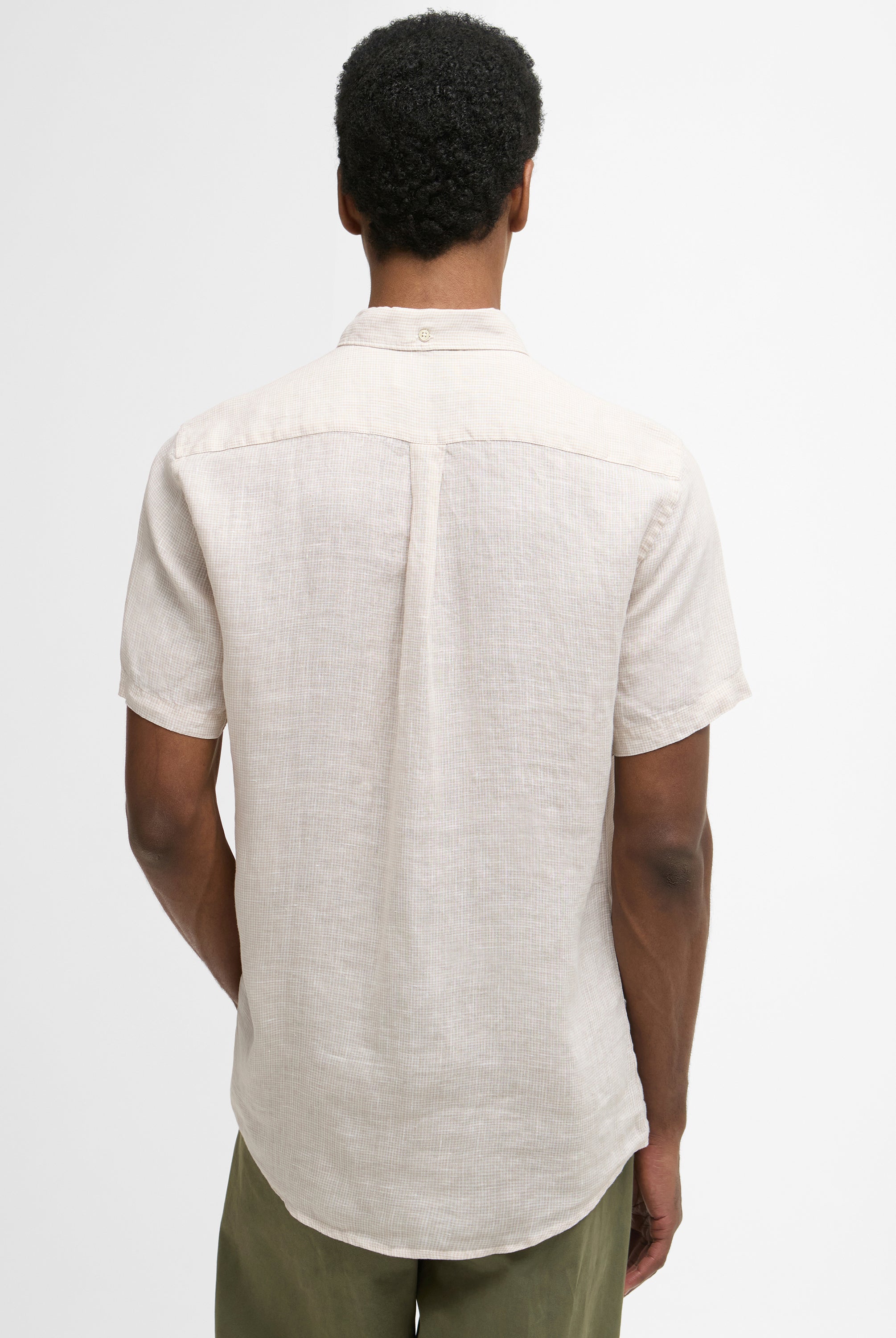 Barbour Mist Linton Linen SS Tailored Shirt #Colour_Mist