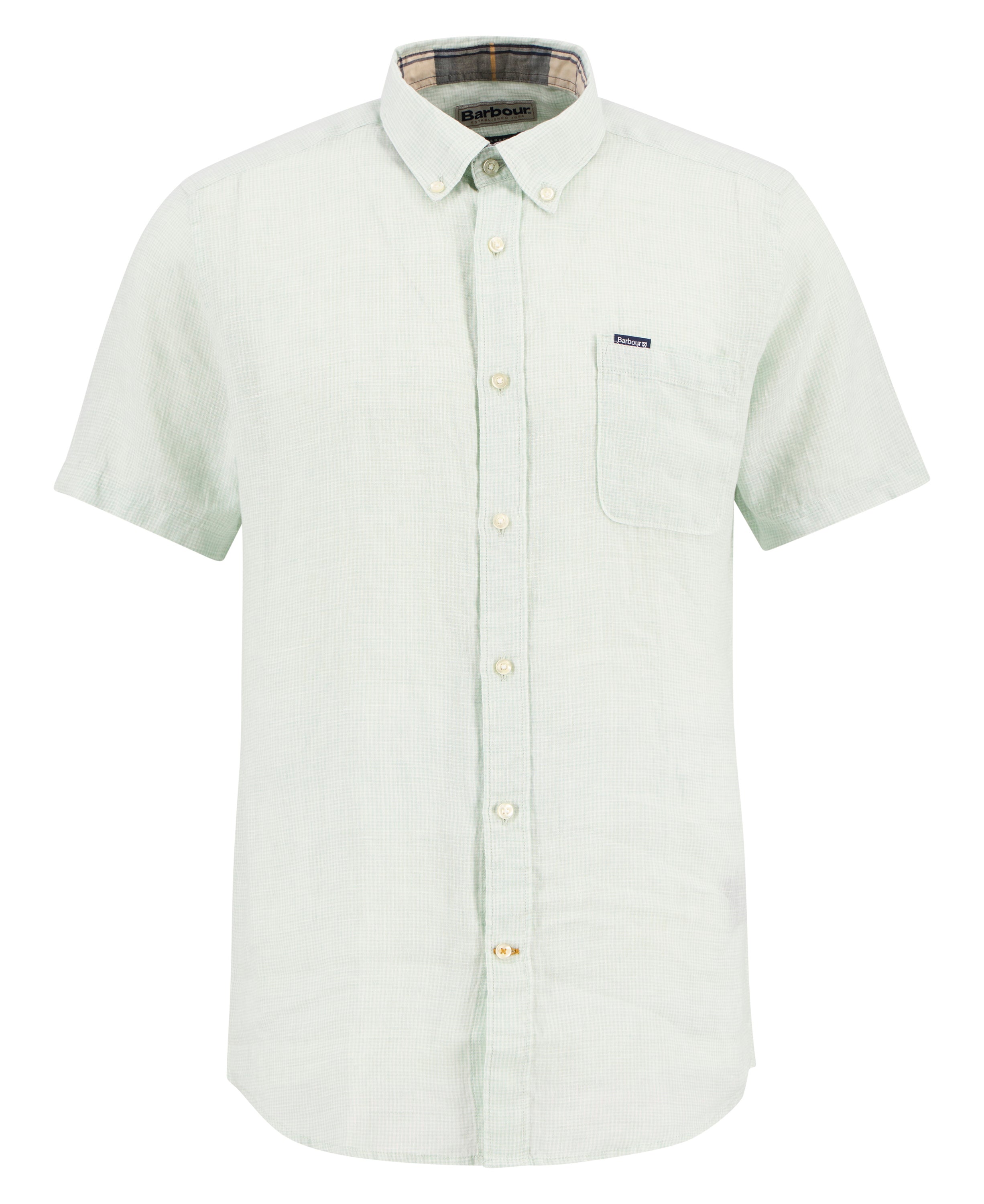 Barbour Mint Blue Linton Linen SS Tailored Shirt #Colour_Mint Blue