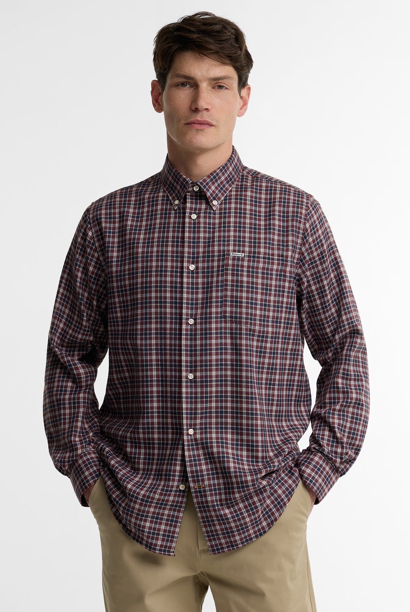 Barbour Dishford Thermo Weave Regular Fit Shirt #Colour_Dark Bordeaux