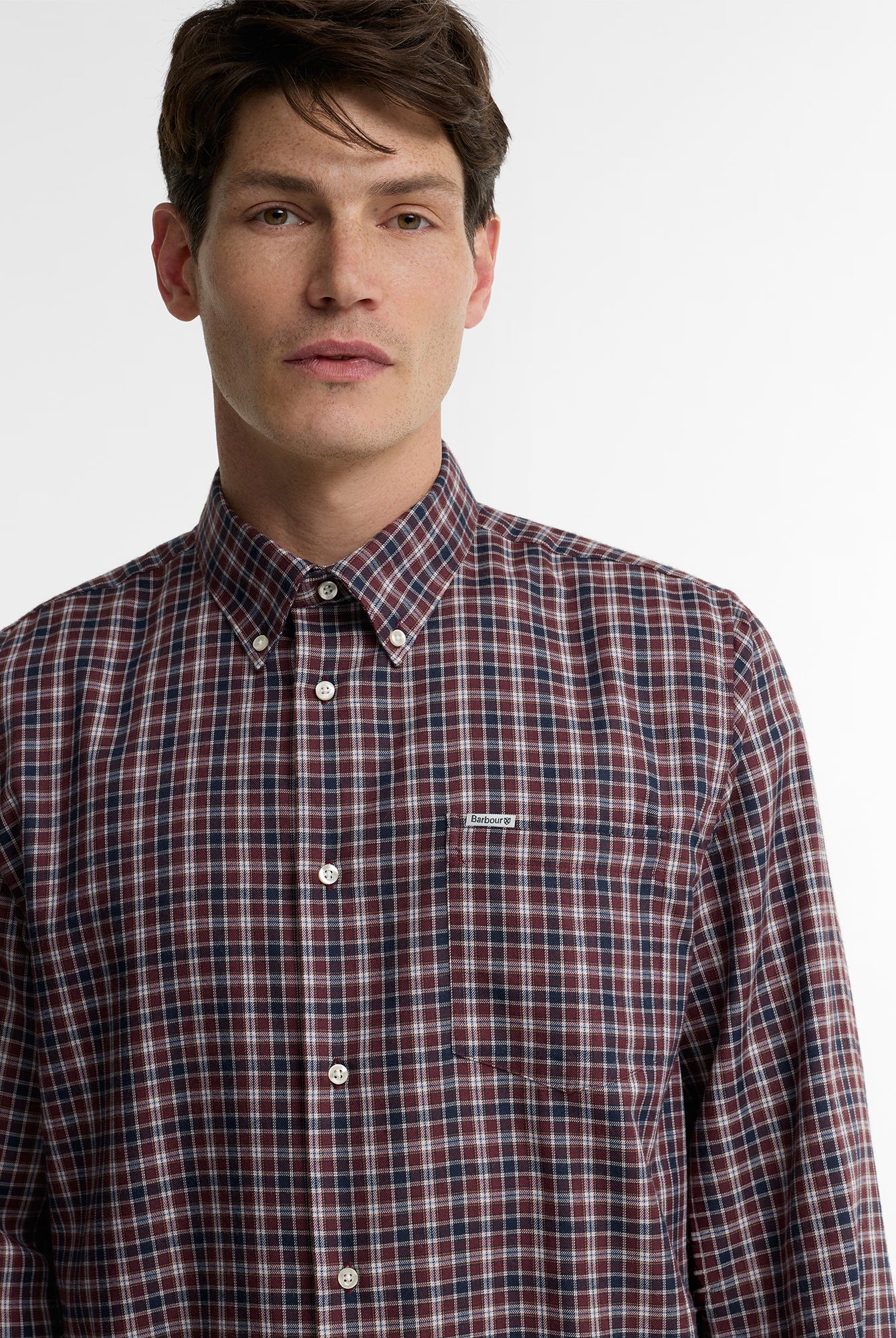 Barbour Dishford Thermo Weave Regular Fit Shirt #Colour_Dark Bordeaux