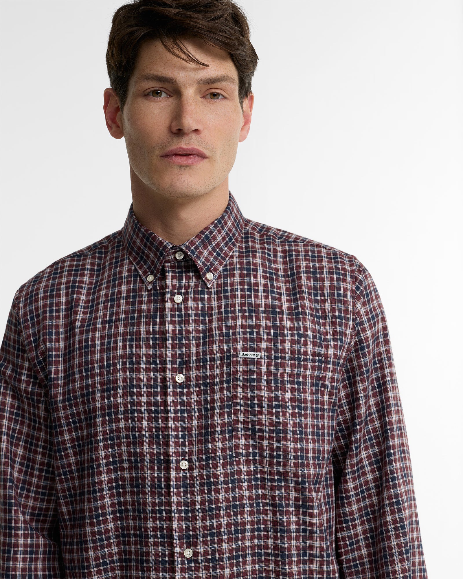 Barbour Dishford Thermo Weave Regular Fit Shirt #Colour_Dark Bordeaux