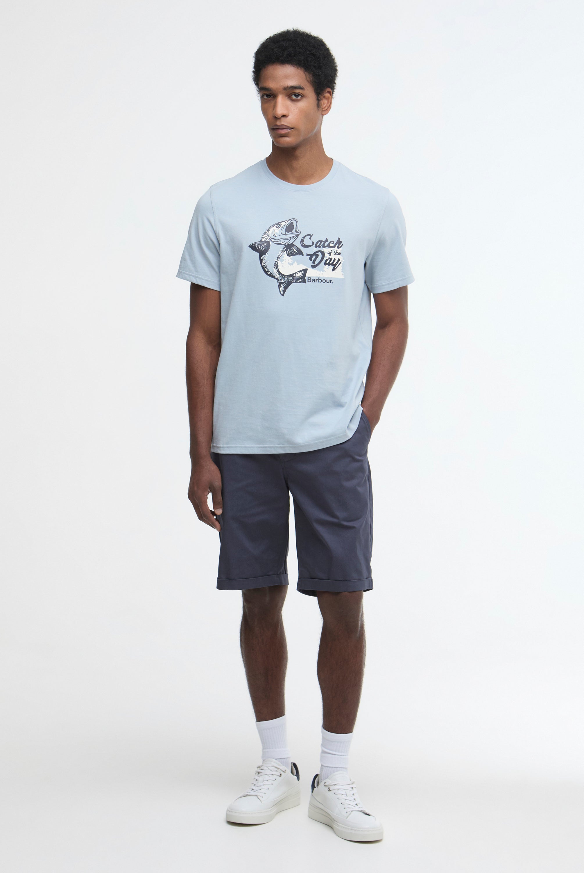 Barbour Washed Navy Smart Chino Short #Colour_Washed Navy
