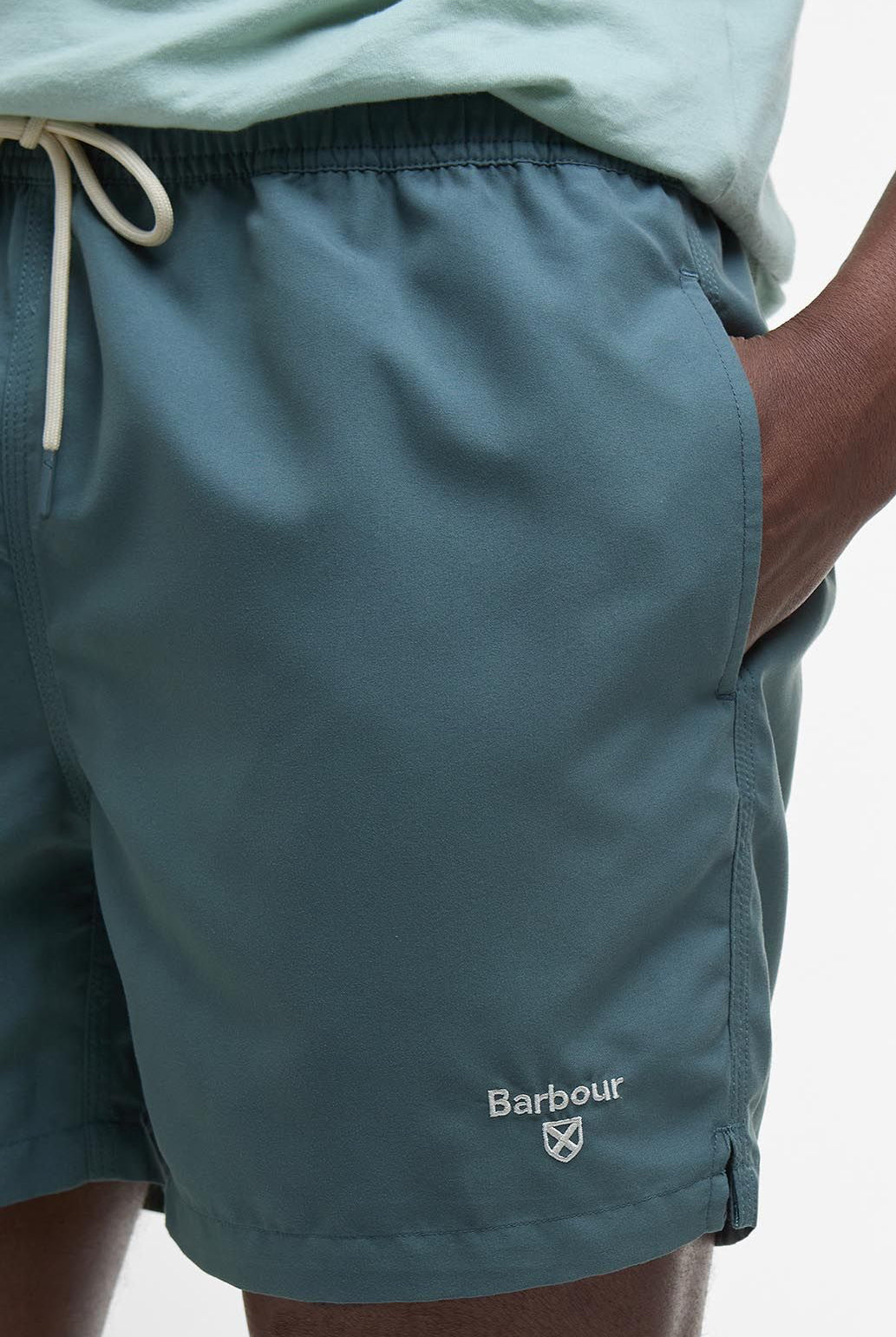 Barbour Vintage Teal Staple Logo 5" Swim Short #Colour_Vintage Teal