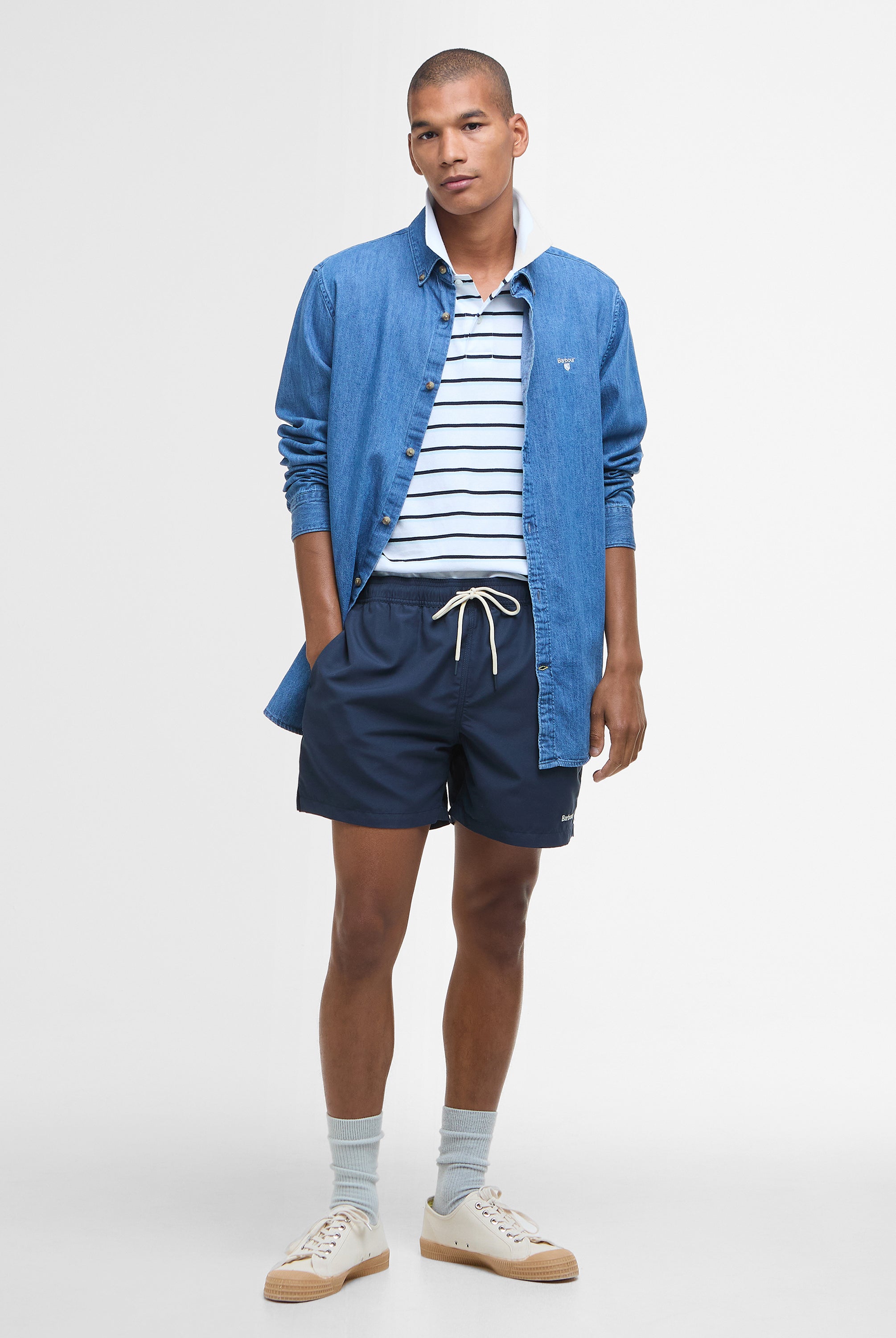 Barbour Navy Staple Logo 5" Swim Short #Colour_Navy