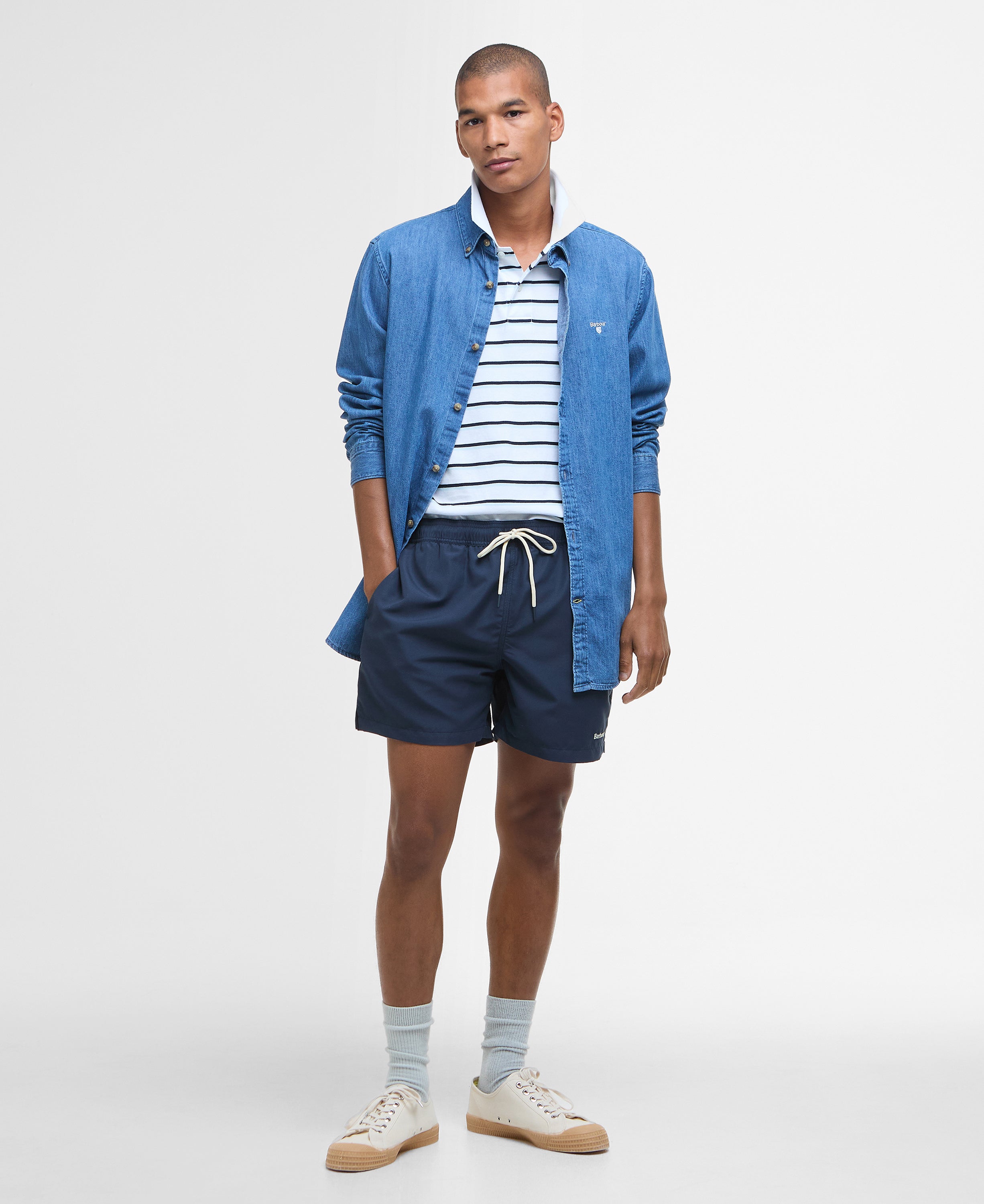 Barbour Navy Staple Logo 5" Swim Short #Colour_Navy
