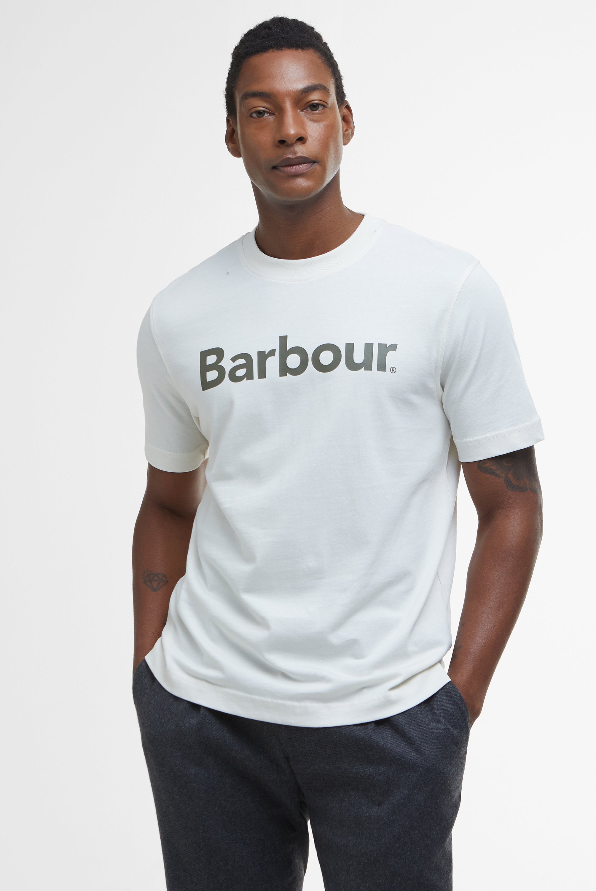 Barbour Antique White Logo Relaxed T-Shirt #Colour_Antique White