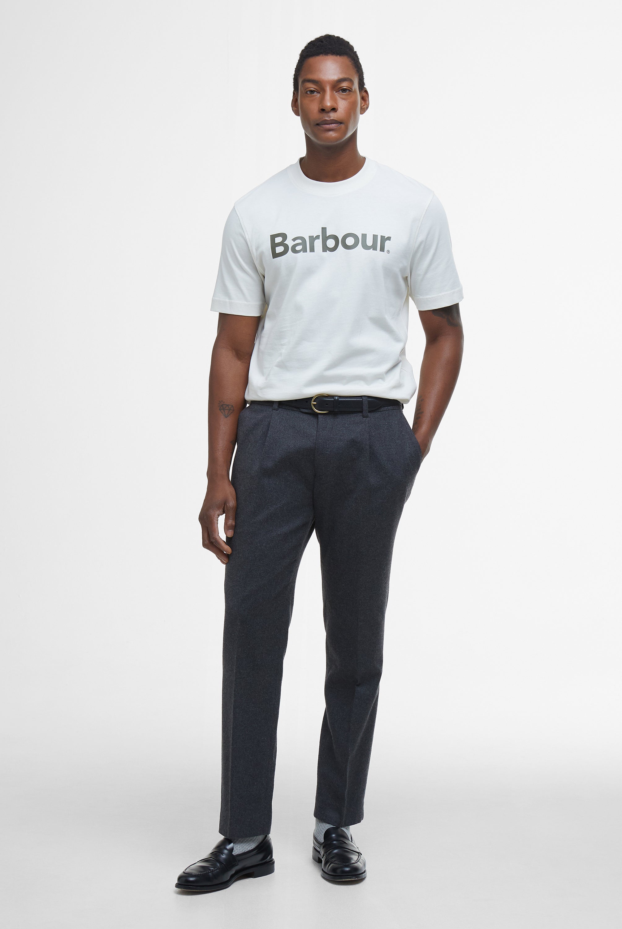 Barbour Antique White Logo Relaxed T-Shirt #Colour_Antique White