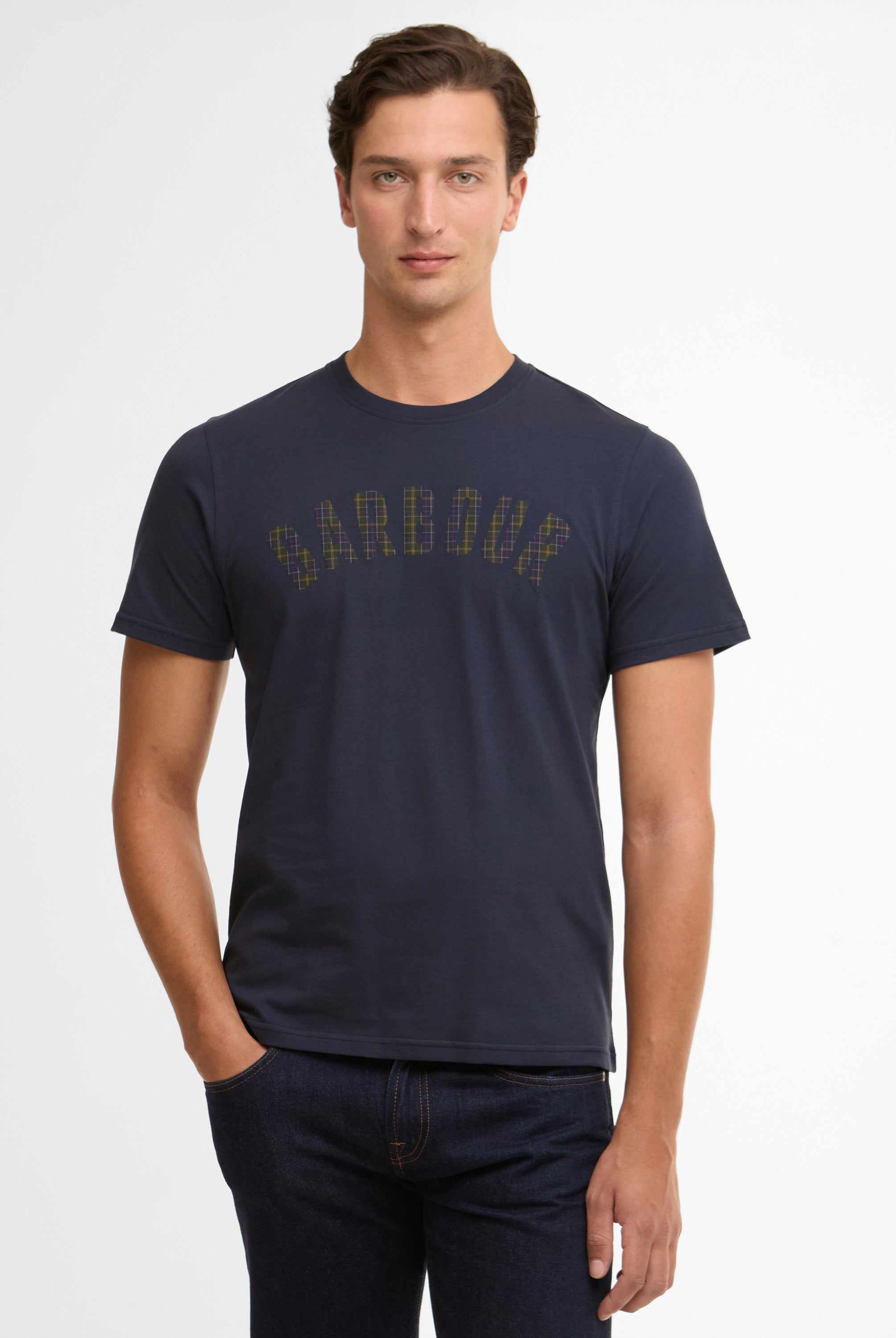 Barbour Navy Berwick Tartan T-Shirt #Colour_Navy