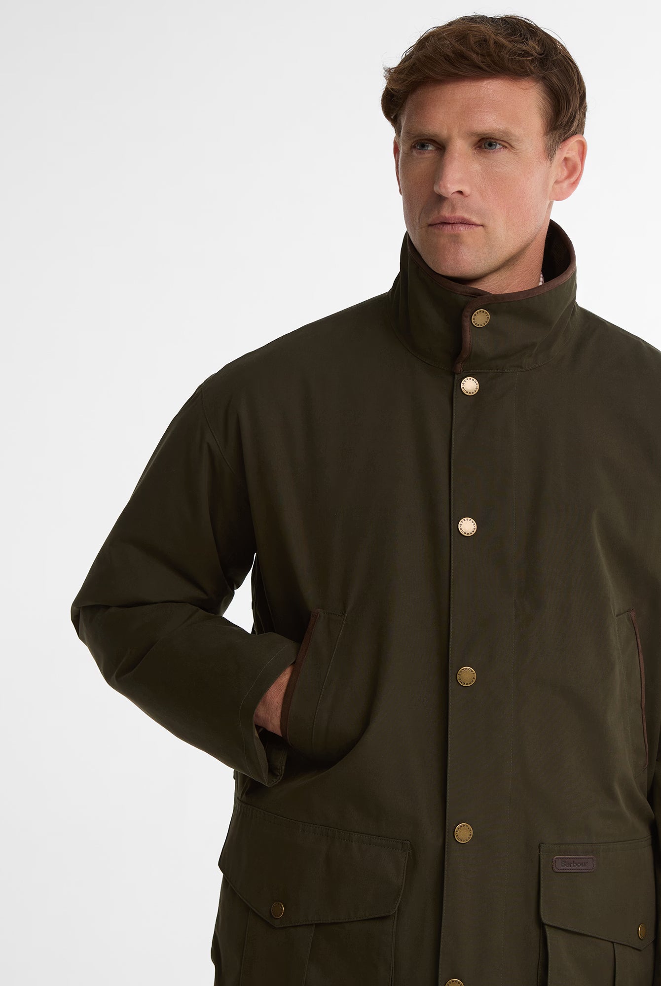 Barbour Broomfield Waterproof Jacket #Colour_Dark Olive