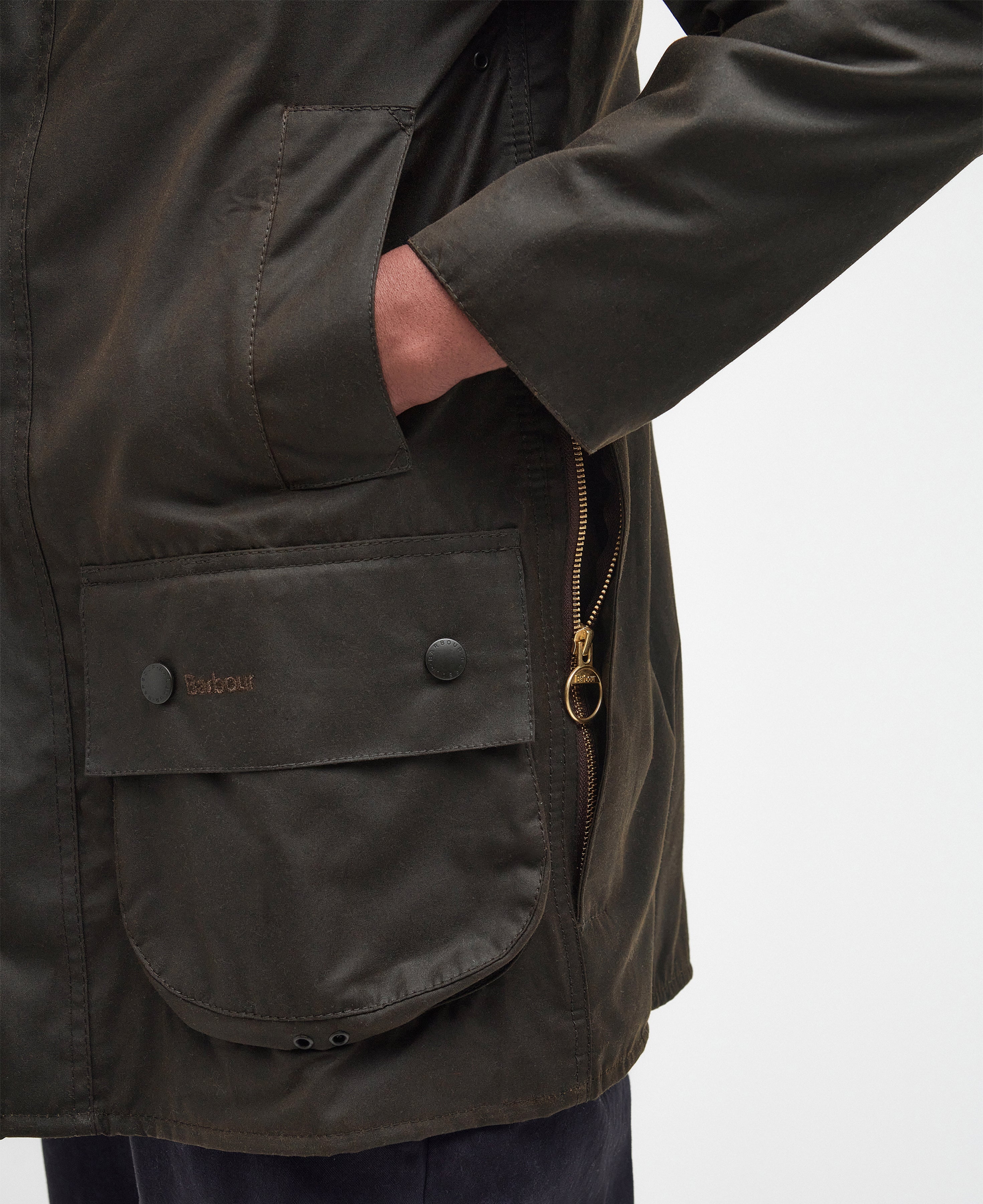 Barbour Olive Classic Beaufort Wax Jacket #Colour_Olive