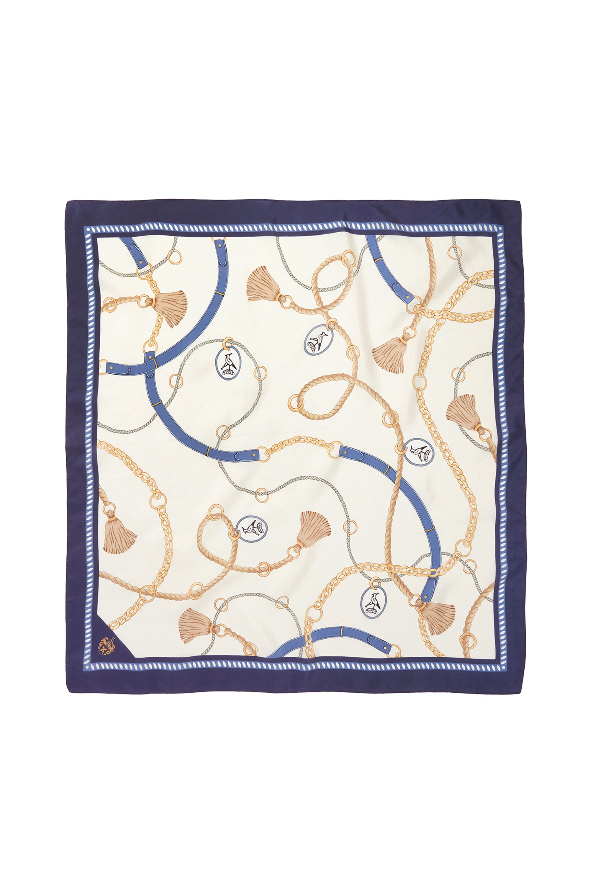 Hicks and Brown Melford Mini Silk Scarf #Colour_Navy