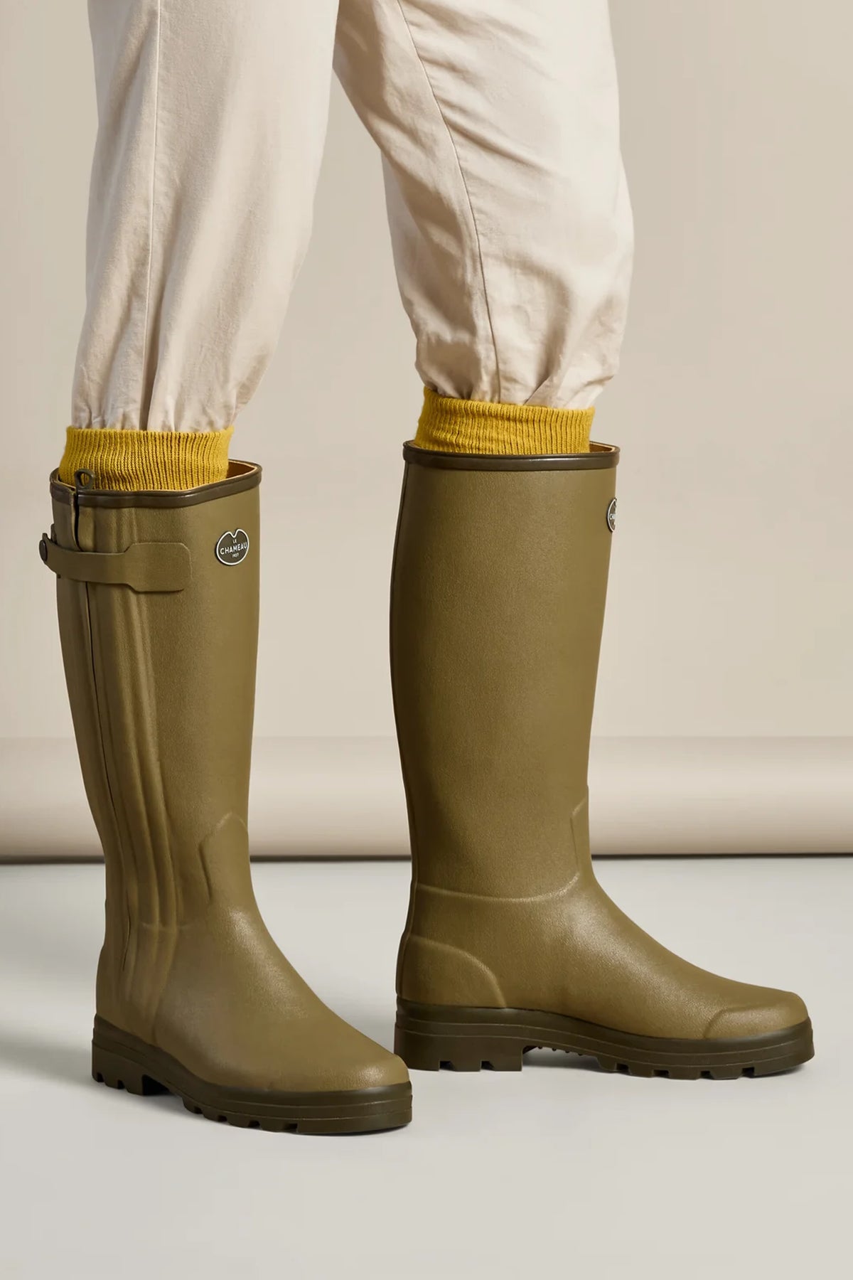 Le Chameau Men's Chasseur Leather Lined Wellington Boot #Colour_Vert Vierzon