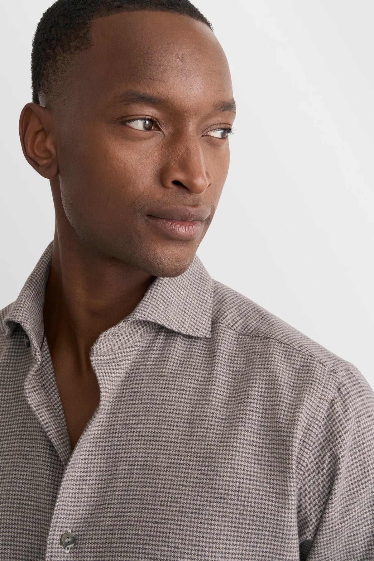 Houndstooth Check Flannel Shirt