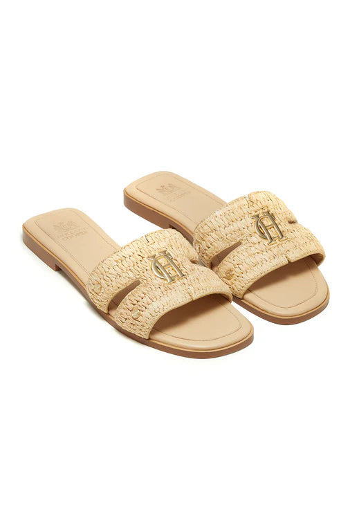 Holland Cooper Monogram Slides #Colour_Natural Straw