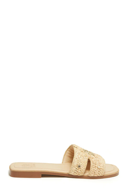 Holland Cooper Monogram Slides #Colour_Natural Straw
