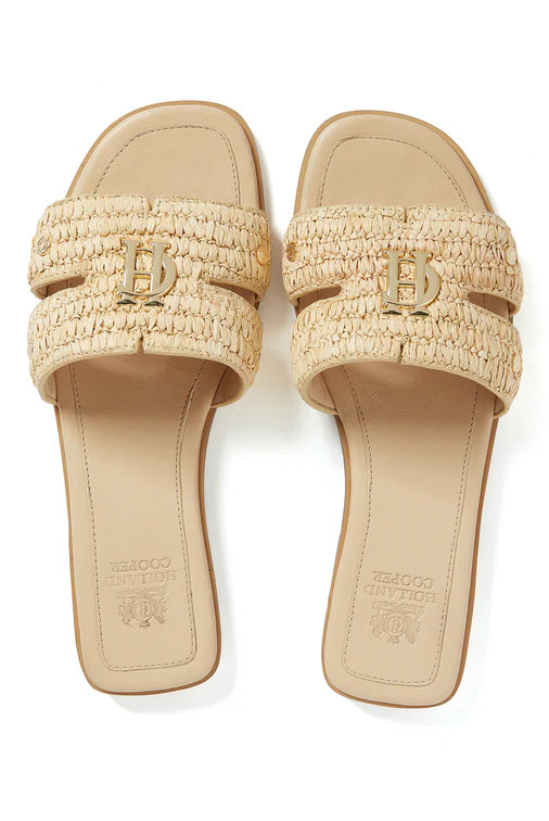 Holland Cooper Monogram Slides #Colour_Natural Straw