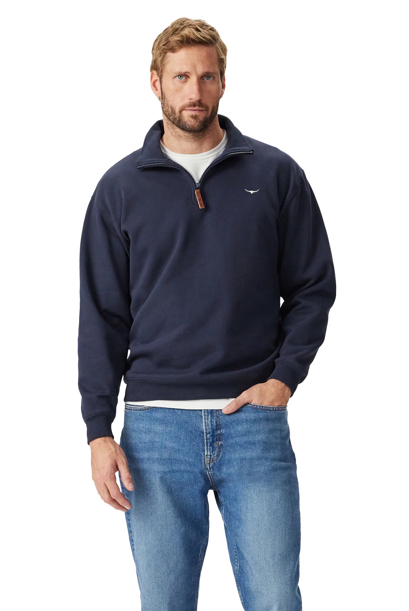 R.M. Williams Mulyungarie 1/4 Zip Sweatshirt #Colour_Navy