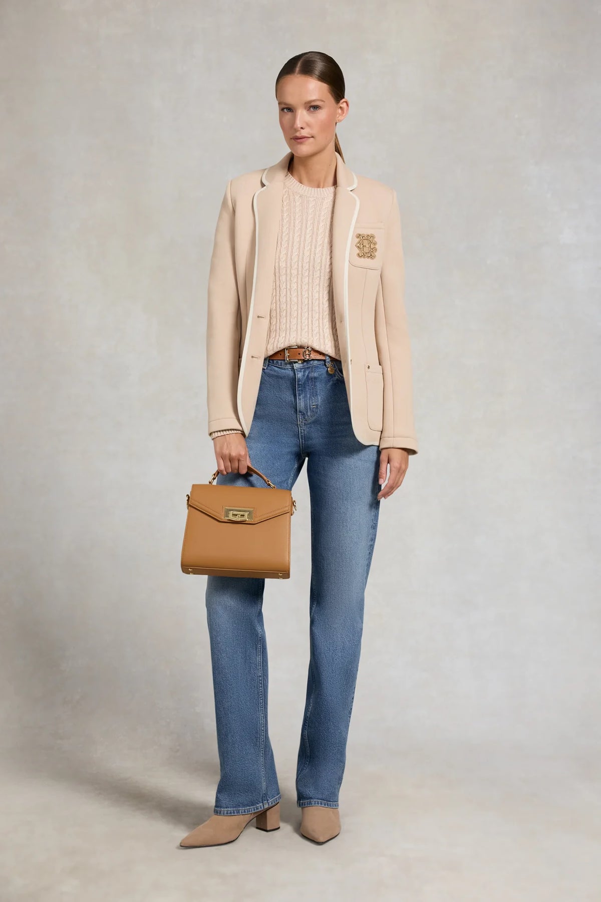 Holland Cooper Seattle Cable Crew Knit #Colour_Oatmeal