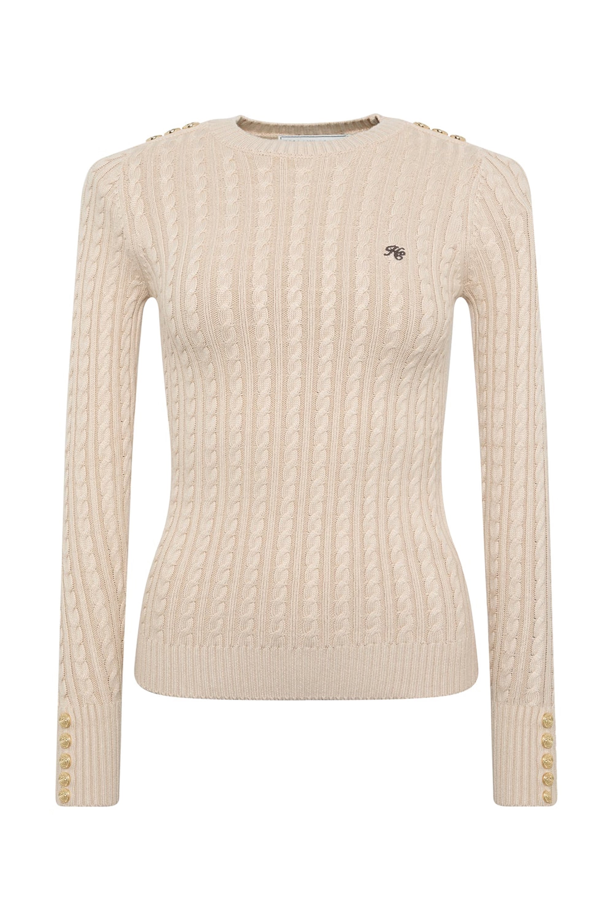 Holland Cooper Seattle Cable Crew Knit #Colour_Oatmeal
