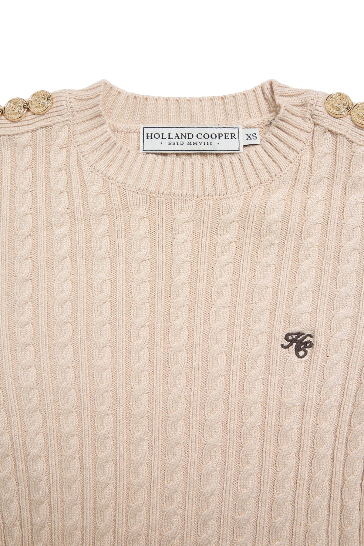 Holland Cooper Seattle Cable Crew Knit #Colour_Oatmeal