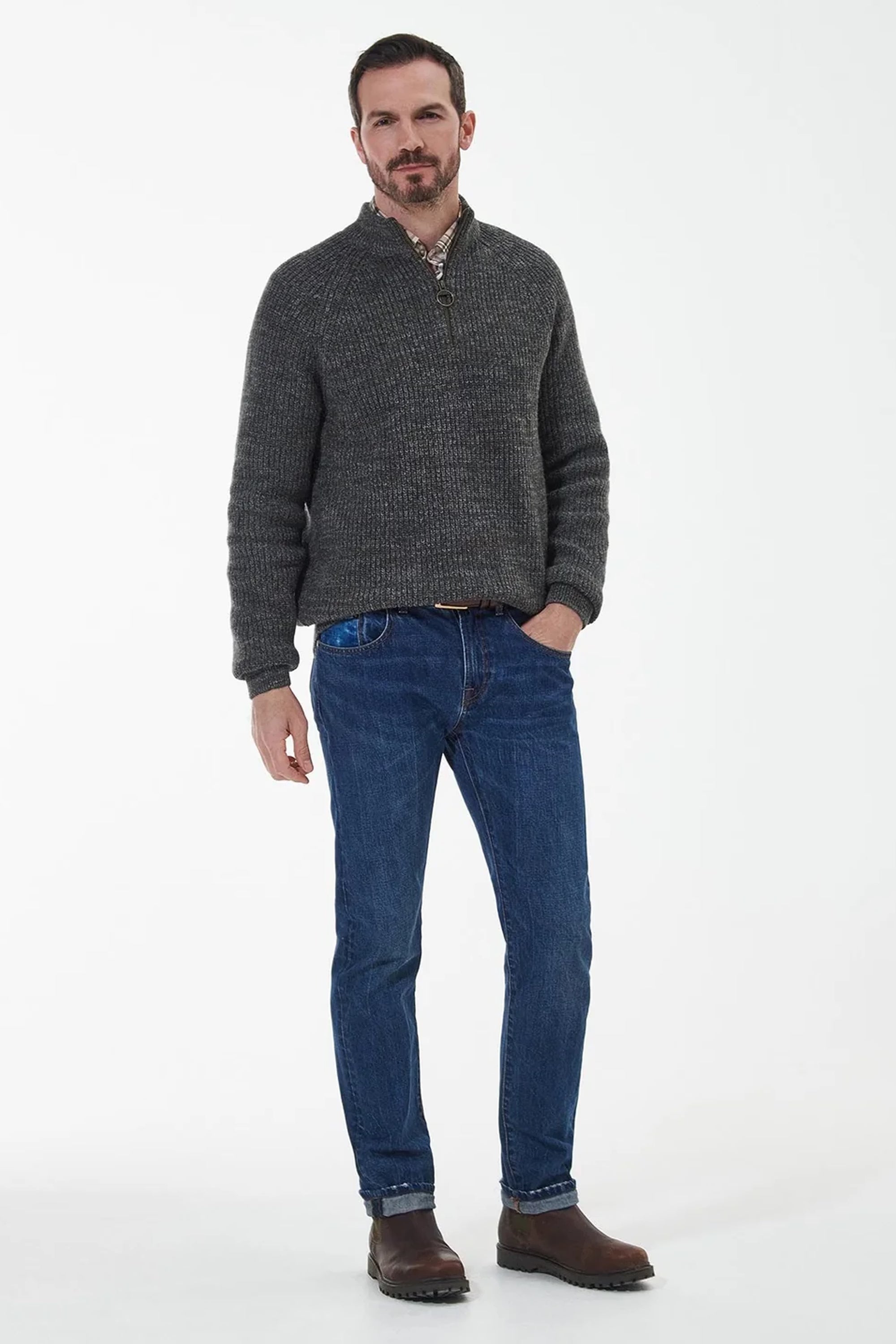Barbour Horseford Half Zip Kitted Jumper #Colour_Olive