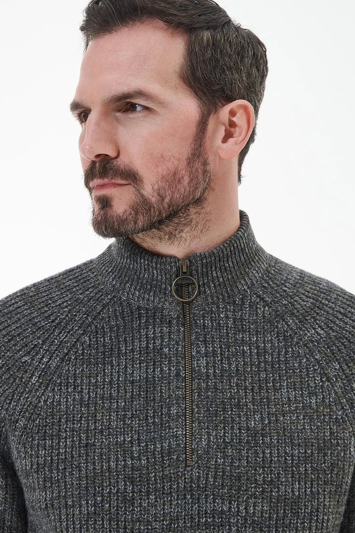 Barbour Horseford Half Zip Kitted Jumper #Colour_Olive