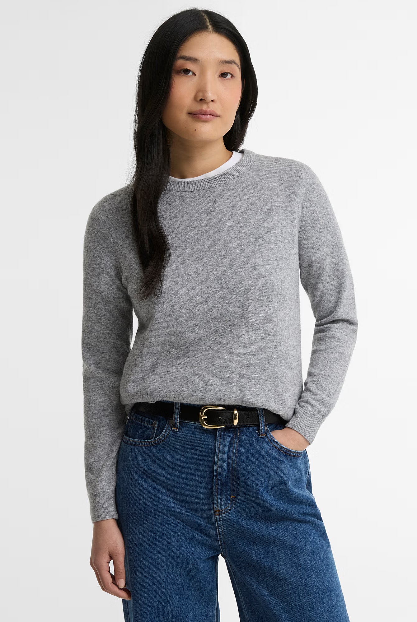 Barbour Pendle Crew Knitted Jumper #Colour_Grey Marl/Birchwood Tartan