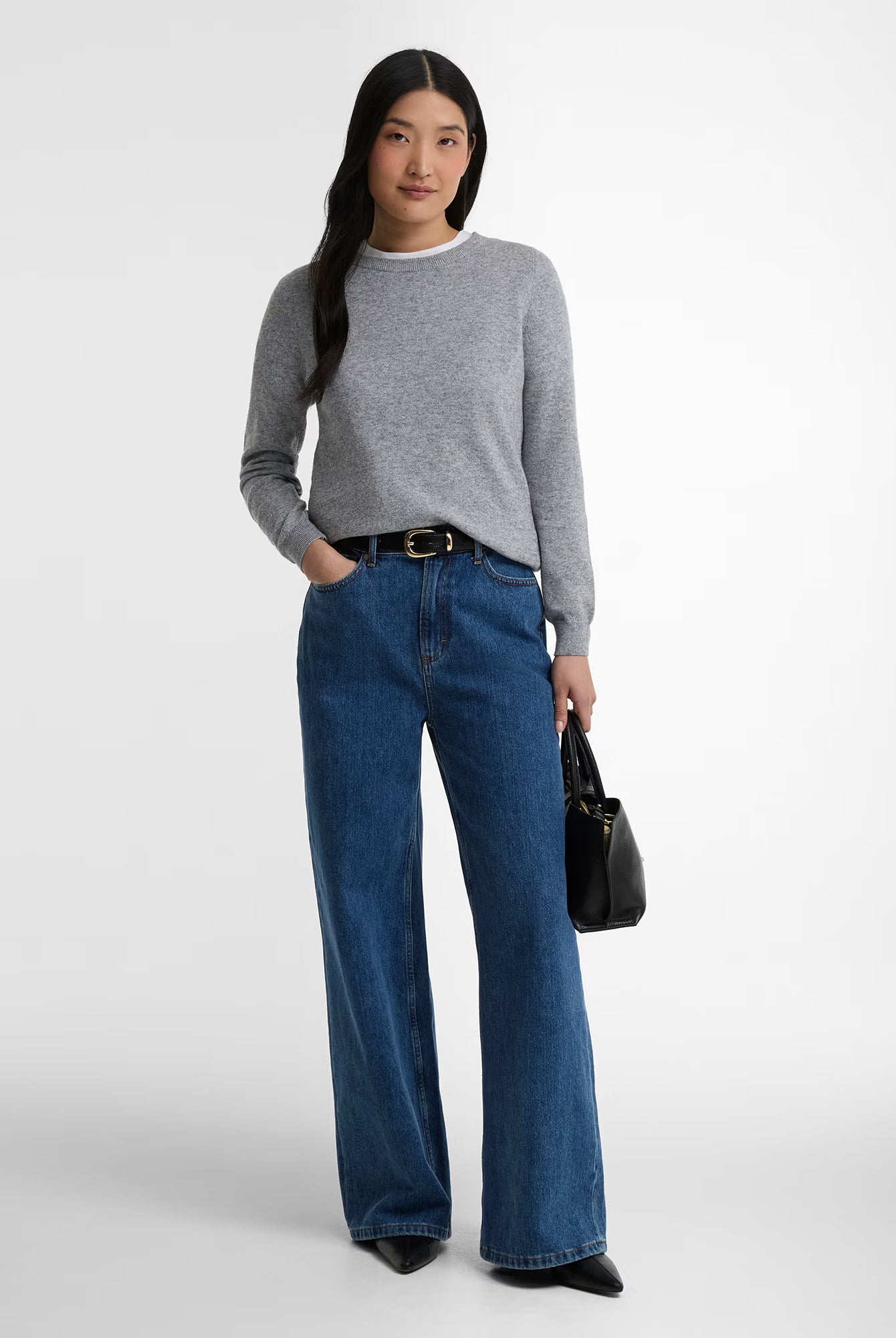 Barbour Pendle Crew Knitted Jumper #Colour_Grey Marl/Birchwood Tartan