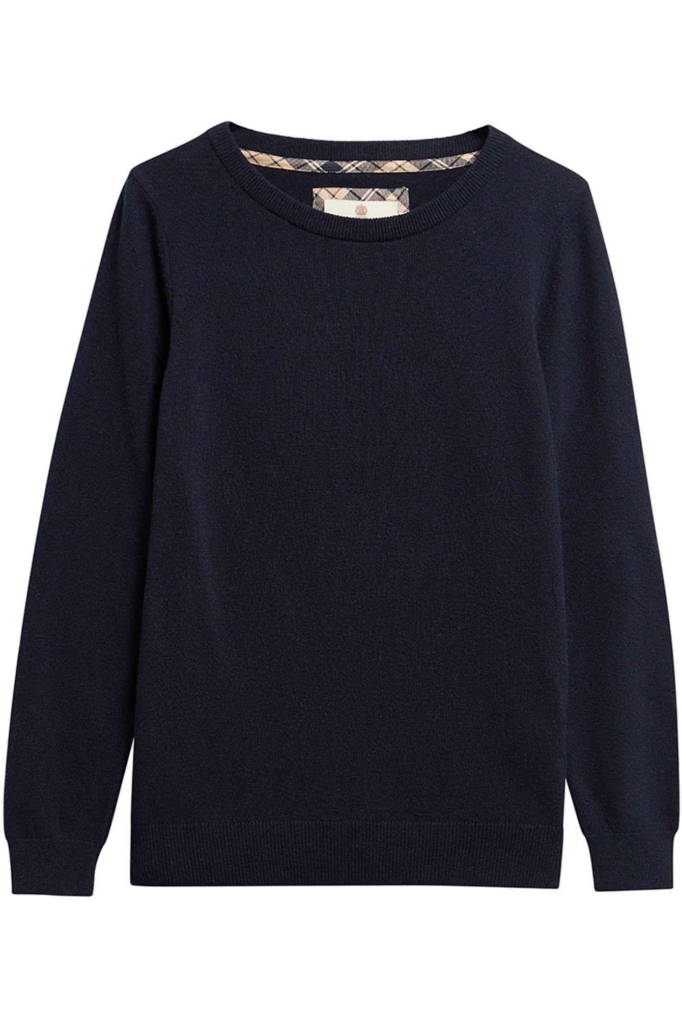 Barbour Pendle Crew Knitted Jumper #Colour_Navy/Birchwood Tartan