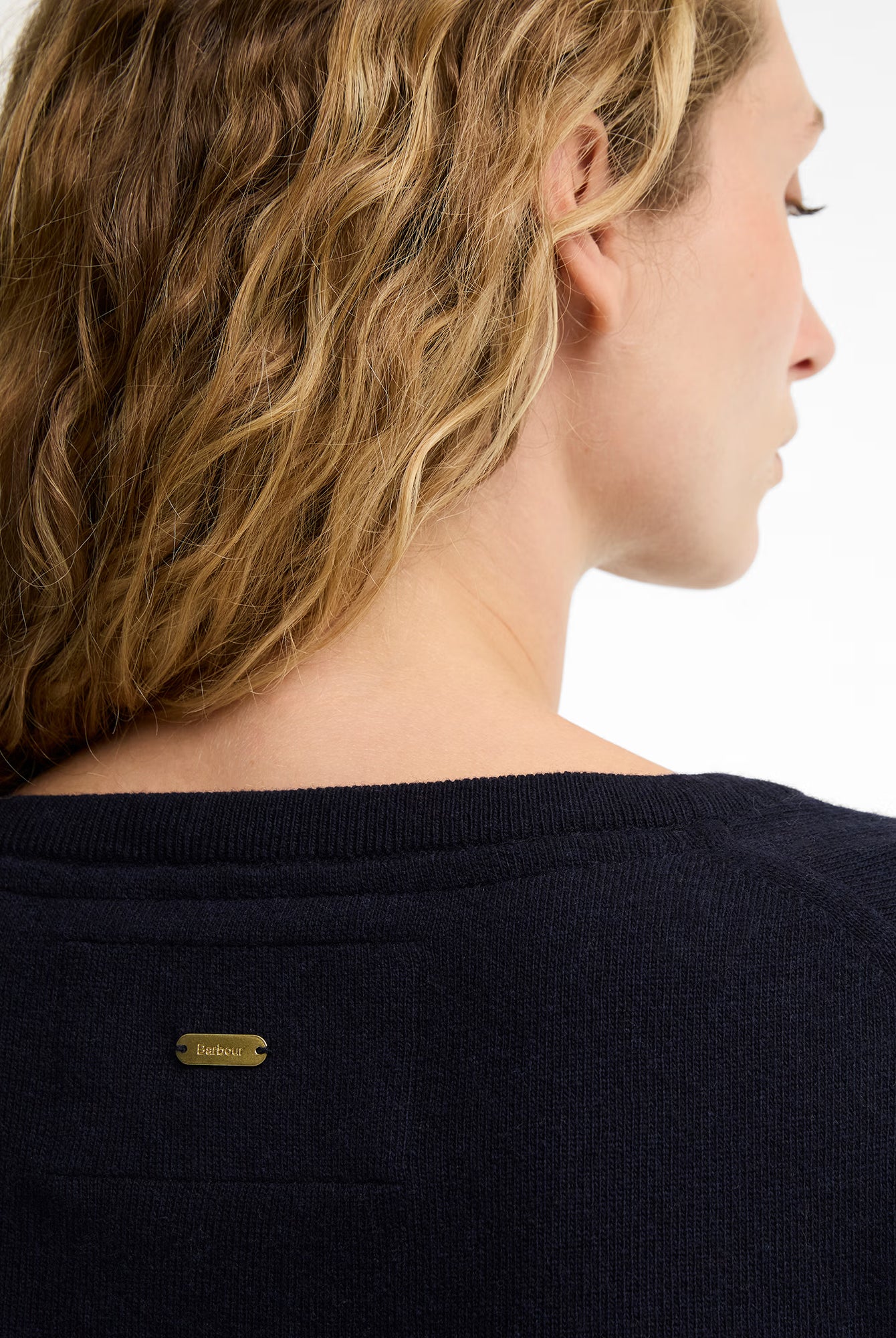 Barbour Pendle Crew Knitted Jumper #Colour_Navy/Birchwood Tartan