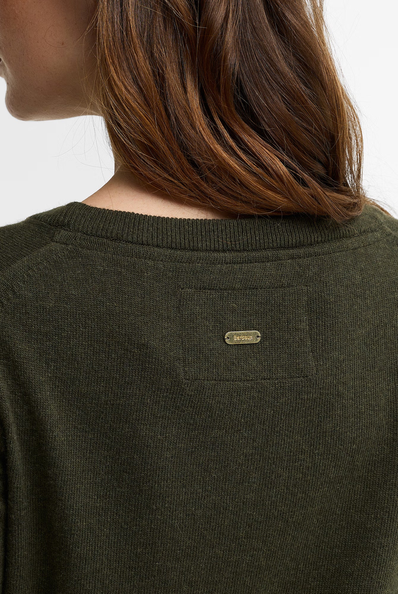 Barbour Pendle Crew Knitted Jumper #Colour_Olive/Birchwood Tartan
