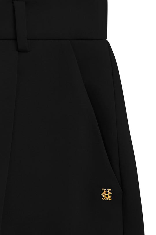 Holland Cooper Black Pleated Wide Leg Trouser #Colour_Black