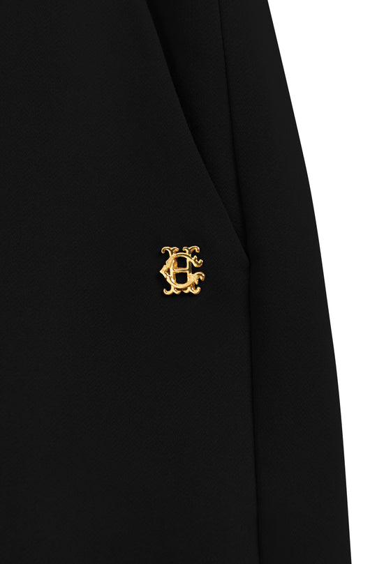 Holland Cooper Black Pleated Wide Leg Trouser #Colour_Black