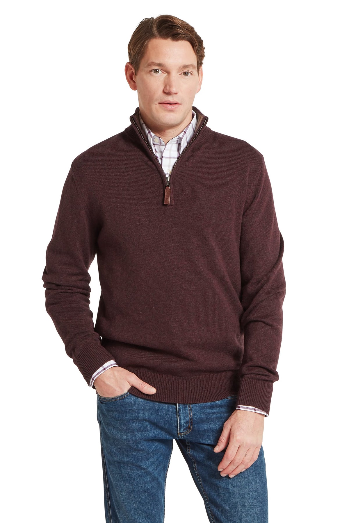 Schoffel Lewis Lambswool 1/4 Zip Jumper #Colour_Port