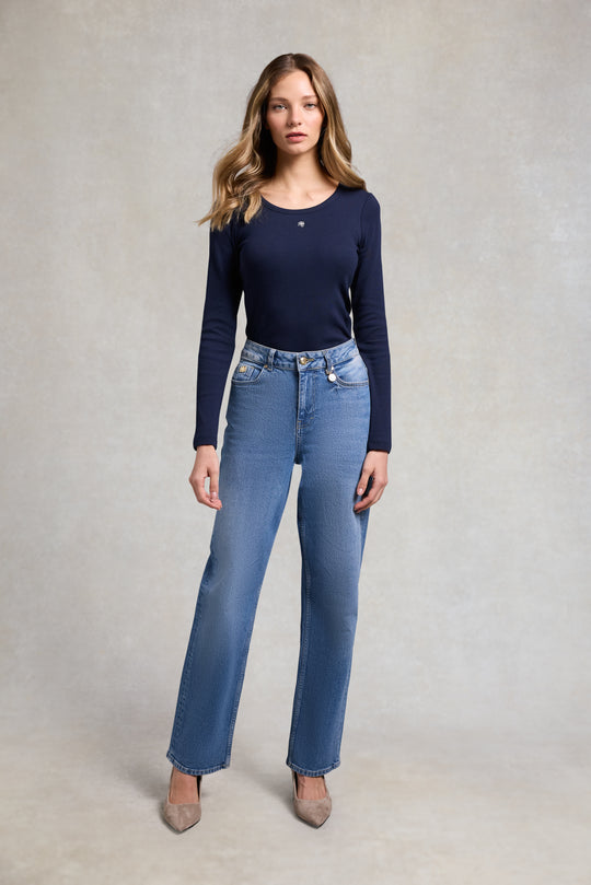 Holland Cooper Ink Navy Rebecca Long Sleeve Top #Colour_Ink Navy