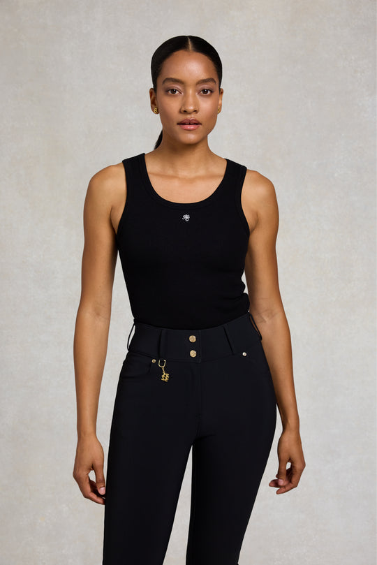 Holland Cooper Black Rebecca Rib Tank #Colour_Black