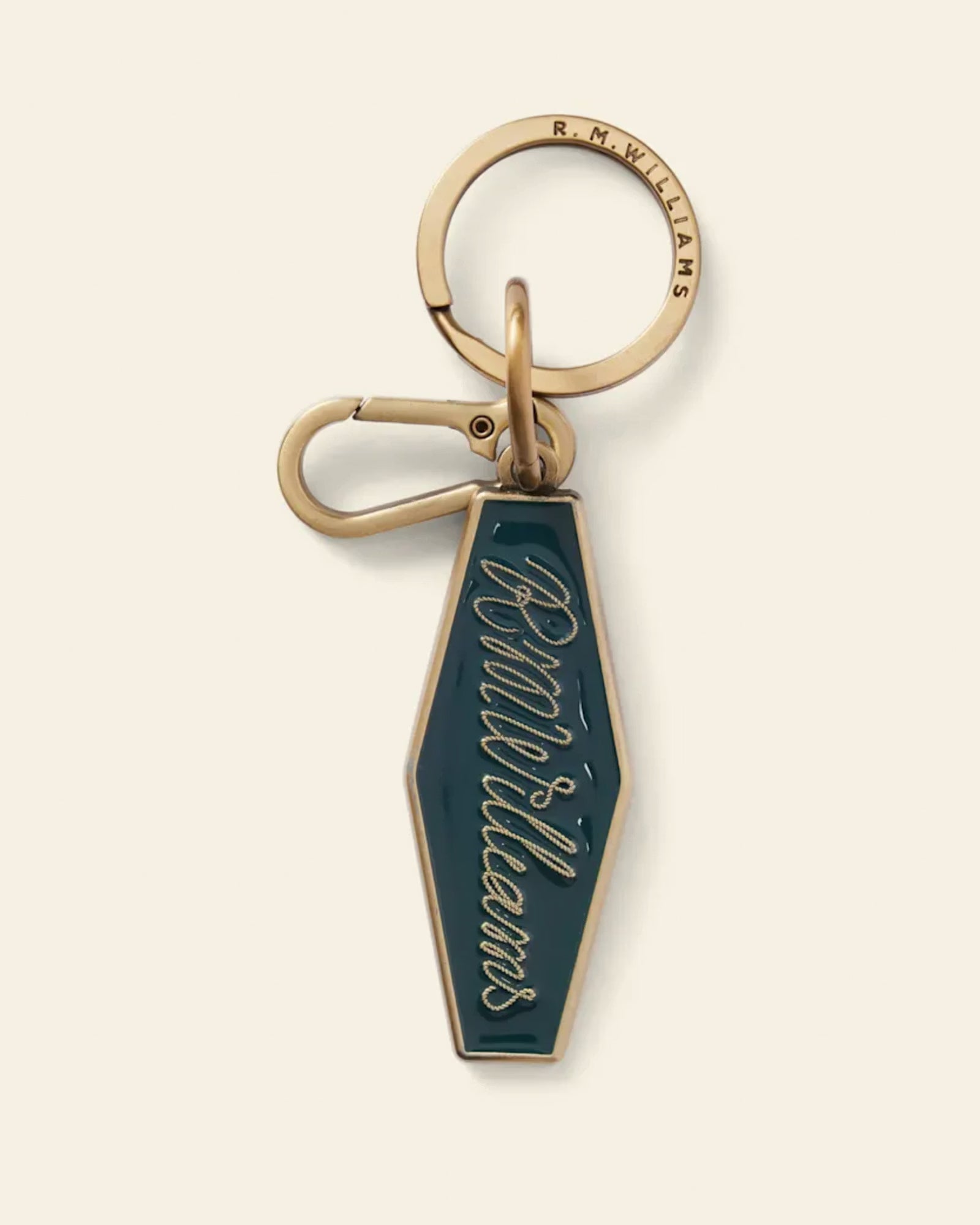 R.M. Williams Rope Logo Enamel Keyring #Colour_Pine Green