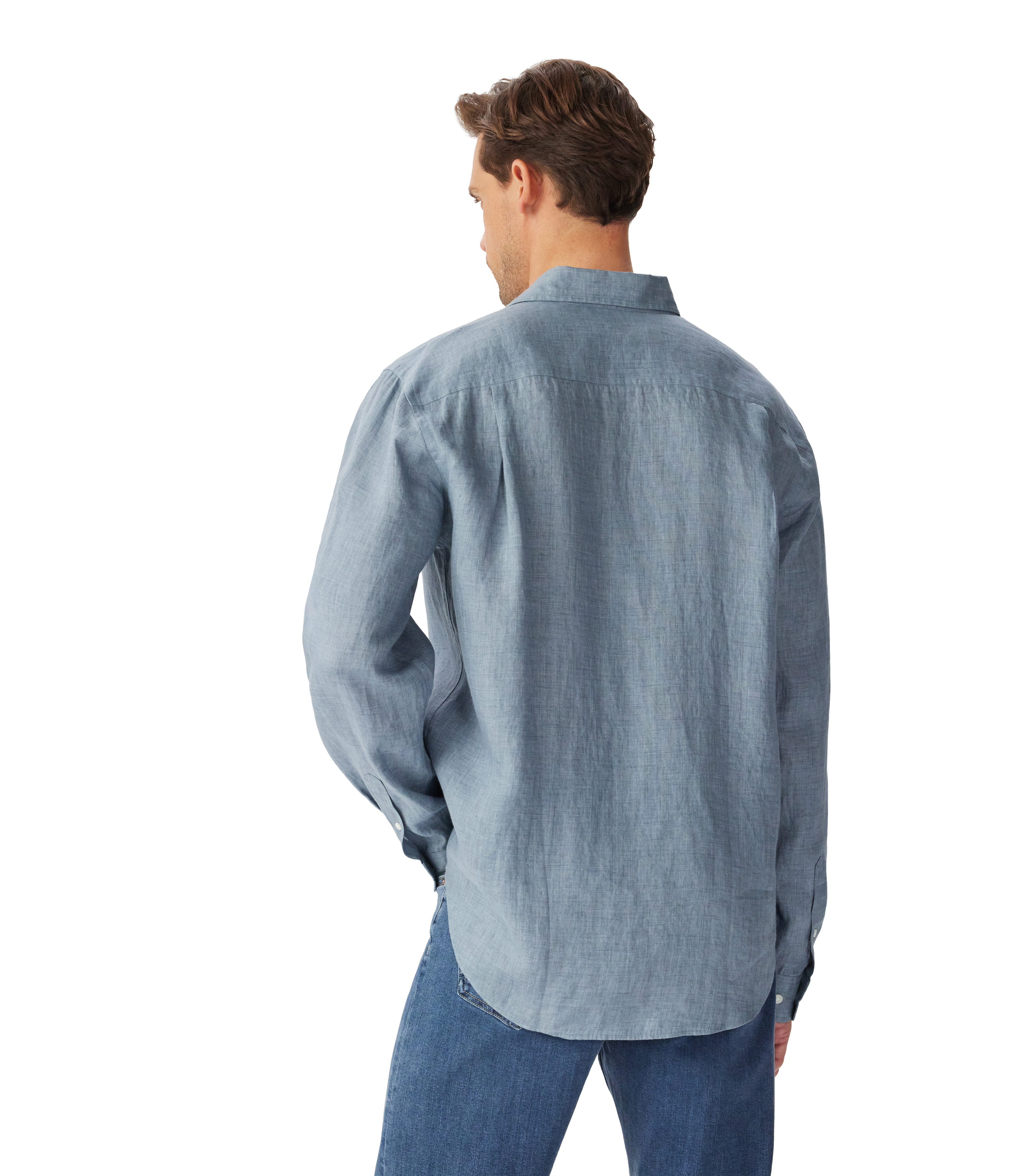R.M. Williams Navy Newman Classic Linen Shirt #Colour_Navy