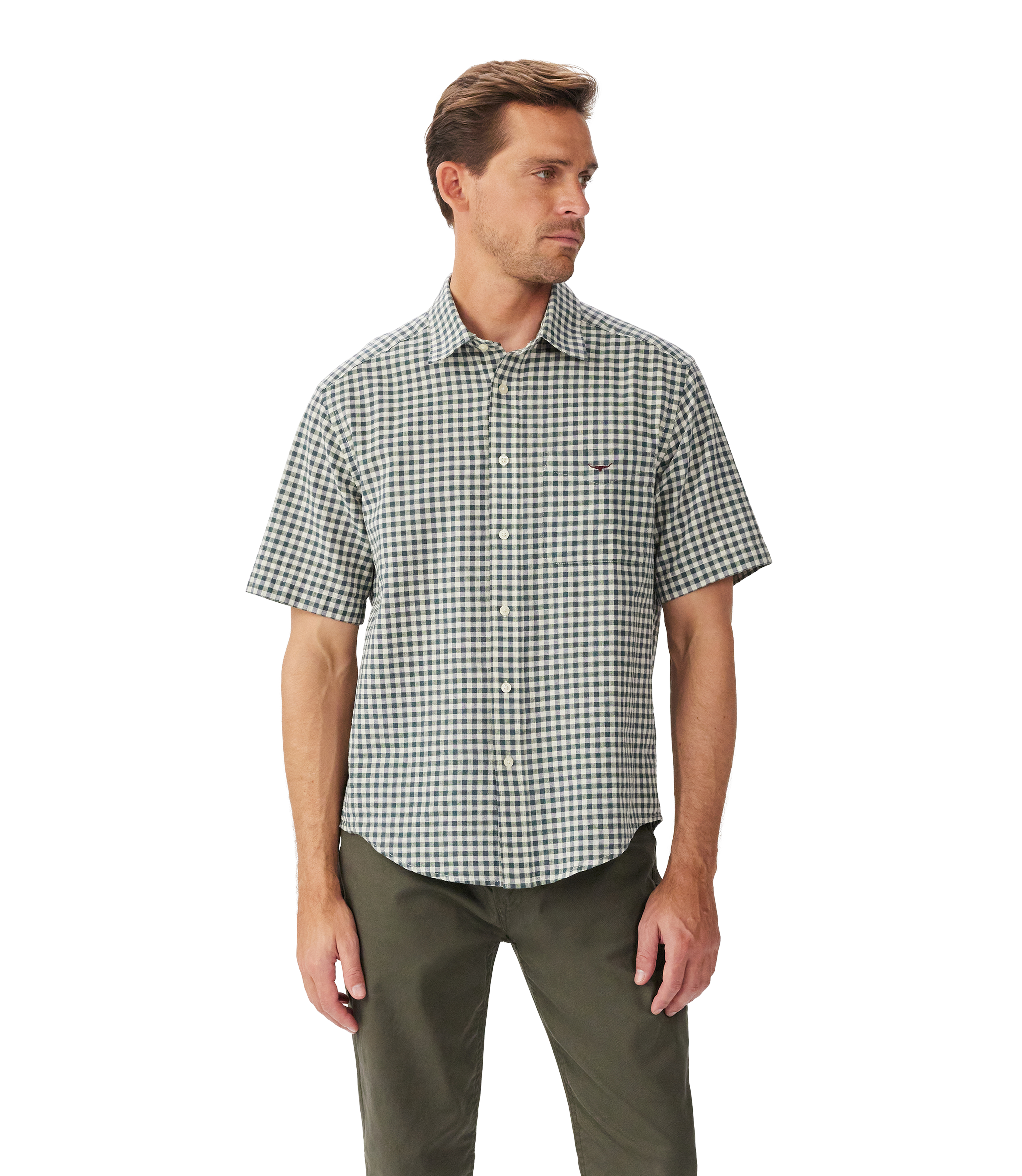 R.M. Williams Olive Johnson SS Shirt #Colour_Olive