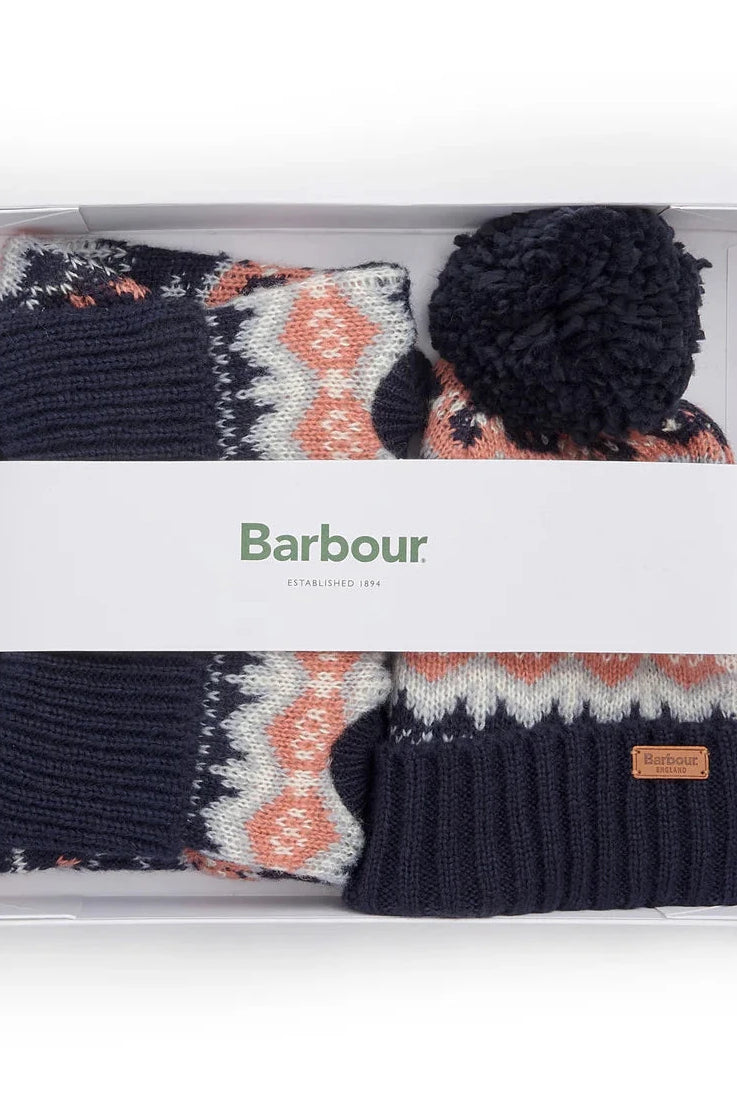 Barbour Case Fair Isle Dog Gift Set #Colour_Pink/Navy