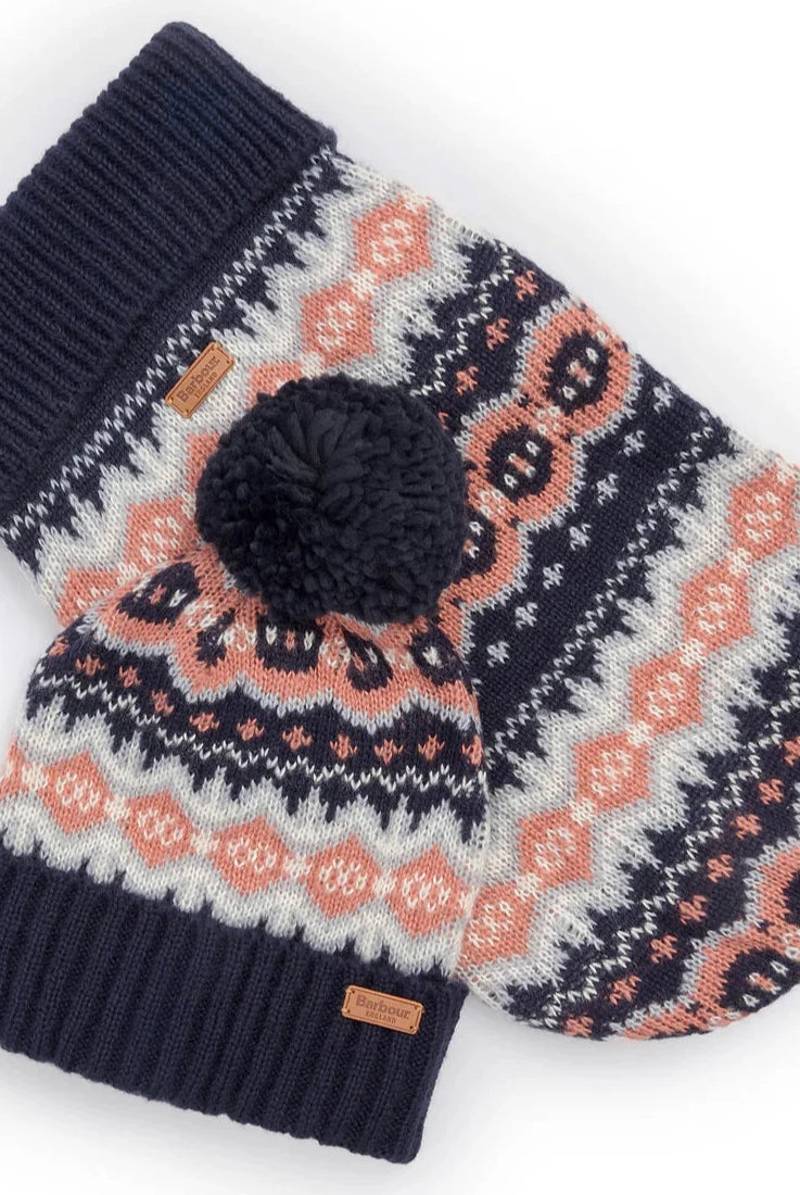 Barbour Case Fair Isle Dog Gift Set #Colour_Pink/Navy