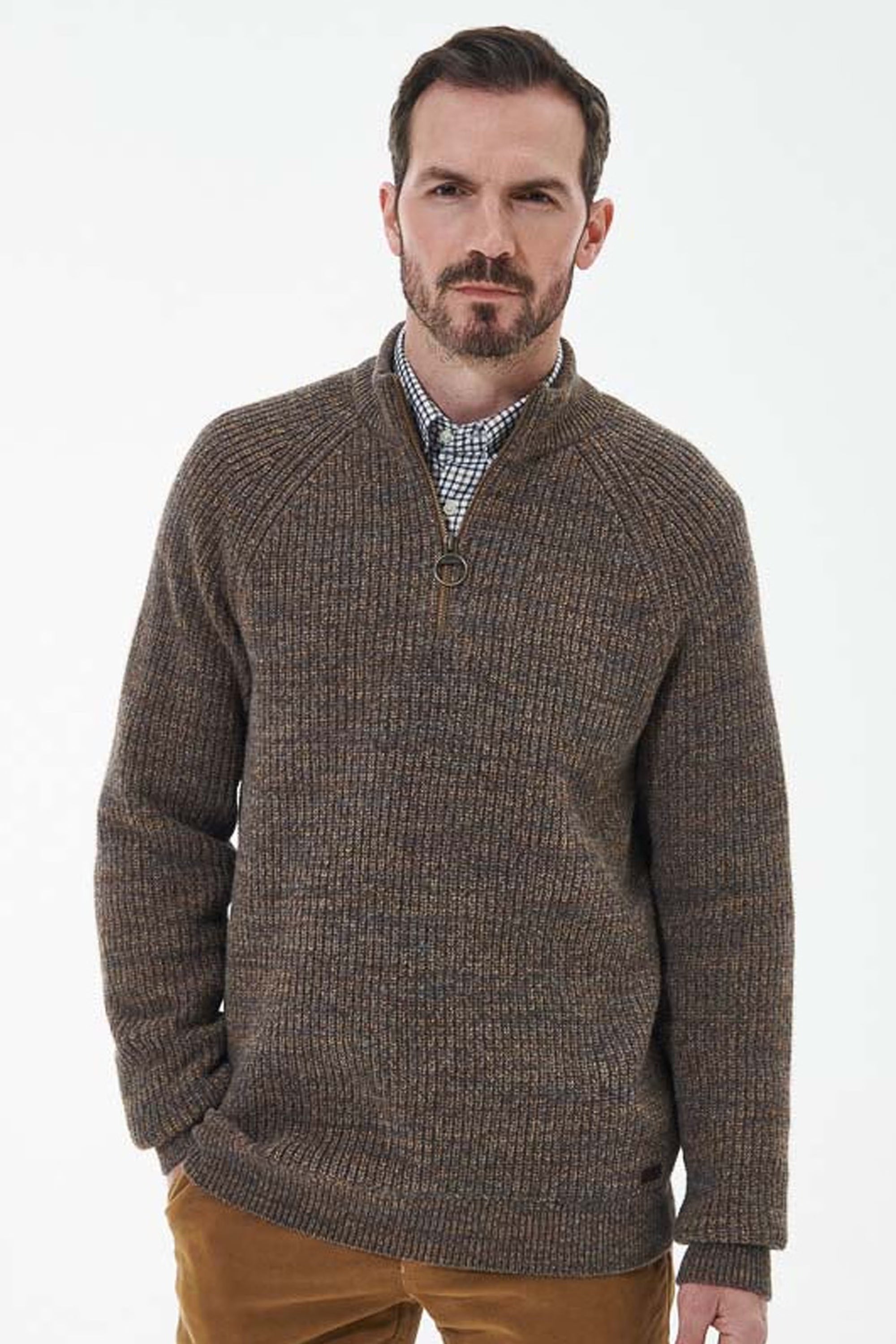 Barbour Horseford Half Zip Kitted Jumper #Colour_Sandstone