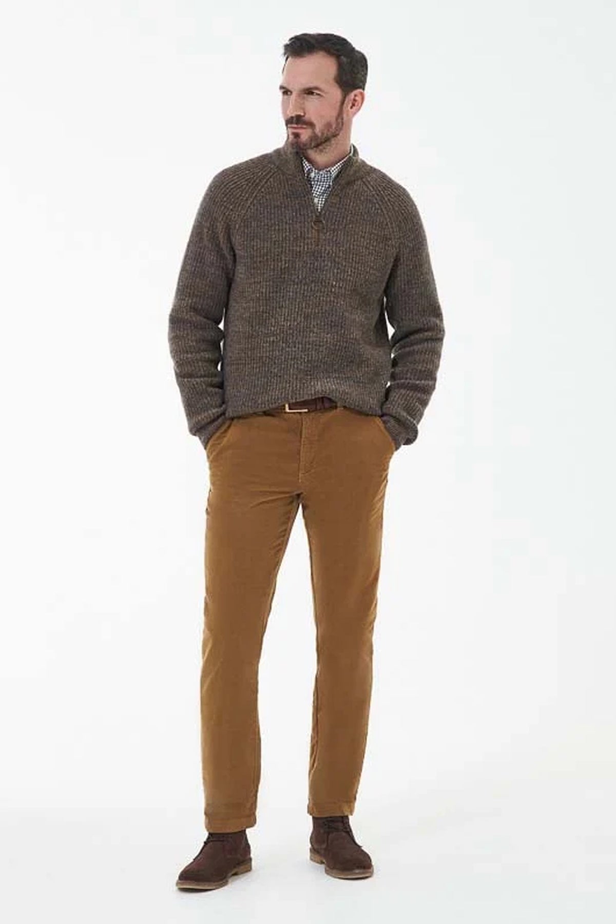 Barbour Horseford Half Zip Kitted Jumper #Colour_Sandstone
