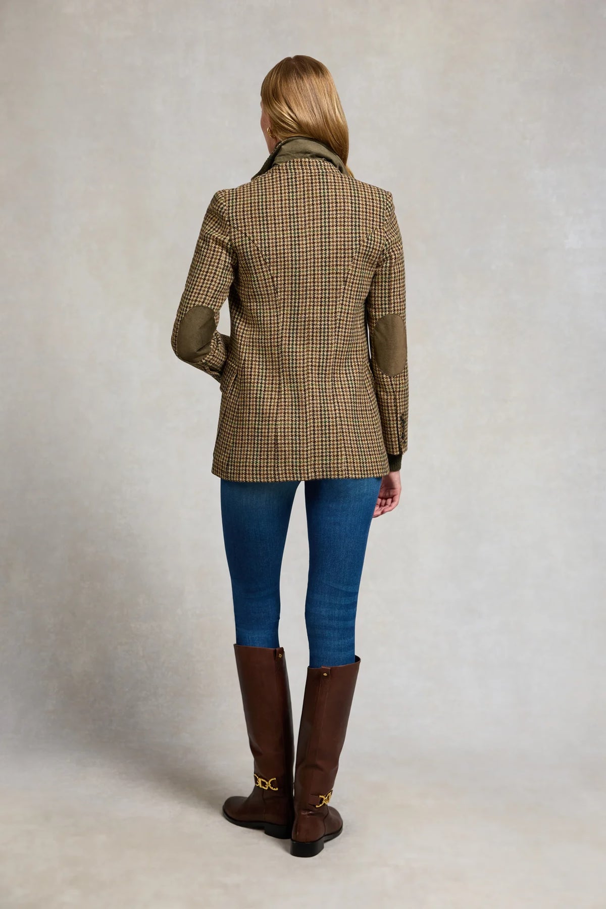 Holland Cooper Single Breasted Field Blazer #Colour_Hailes Green Tweed