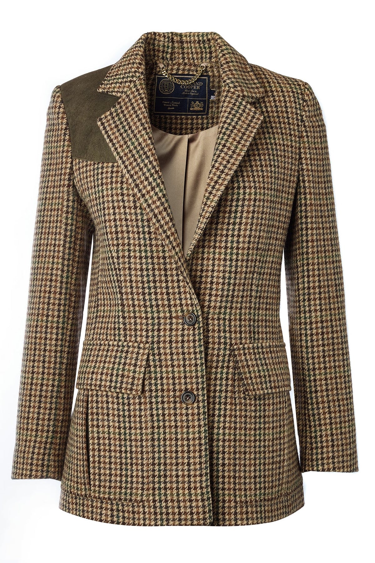 Holland Cooper Single Breasted Field Blazer #Colour_Hailes Green Tweed