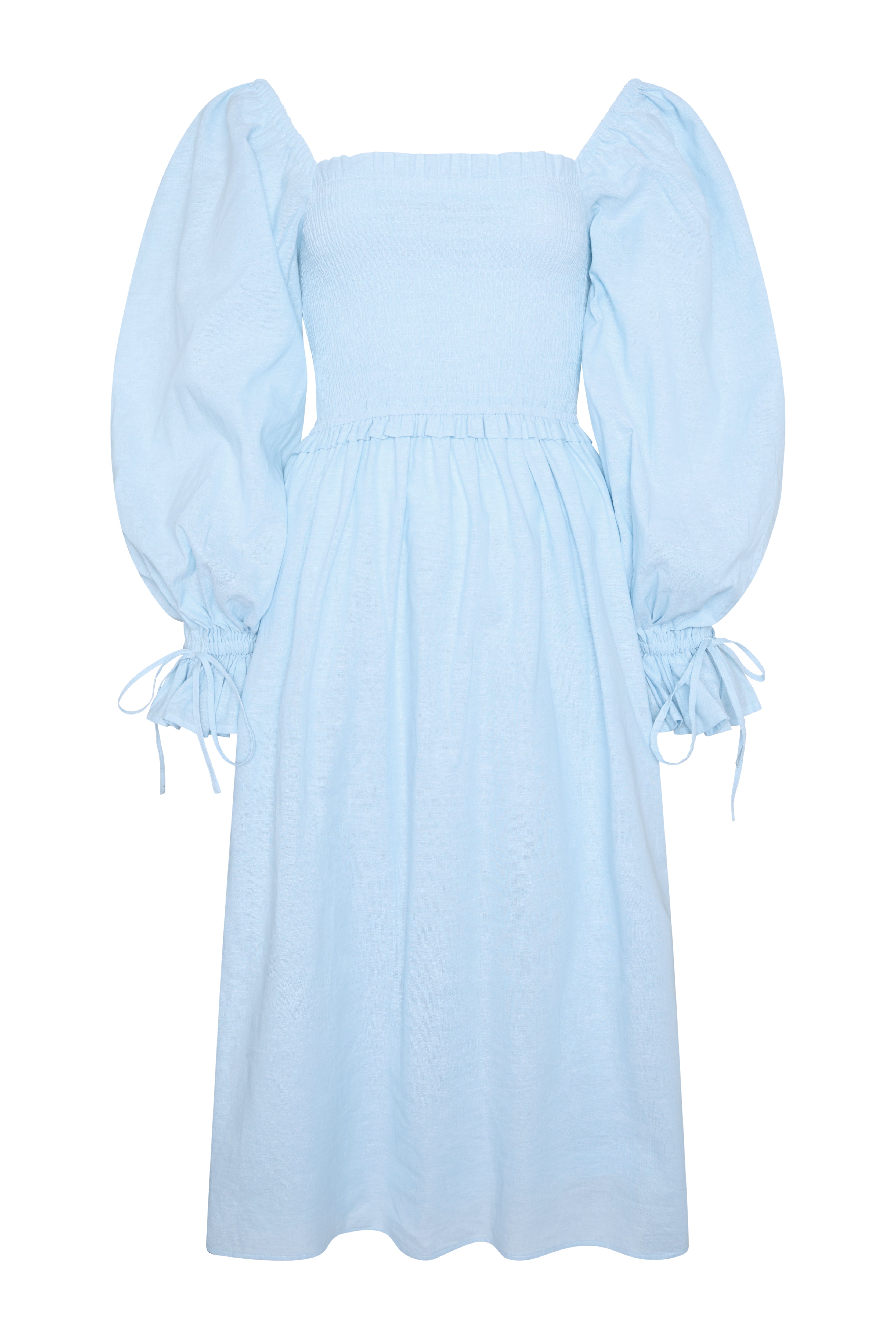 Holland Cooper Pale Blue Chambray Smock Dress #Colour_Pale Blue Chambray