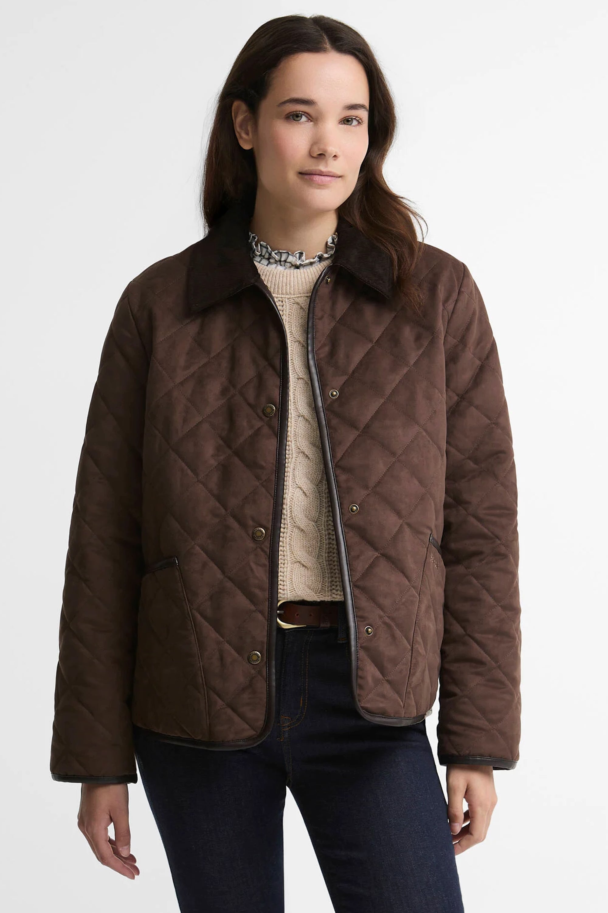 Barbour Sonya Quilted Jacket #Colour_Dk Brown/Muted