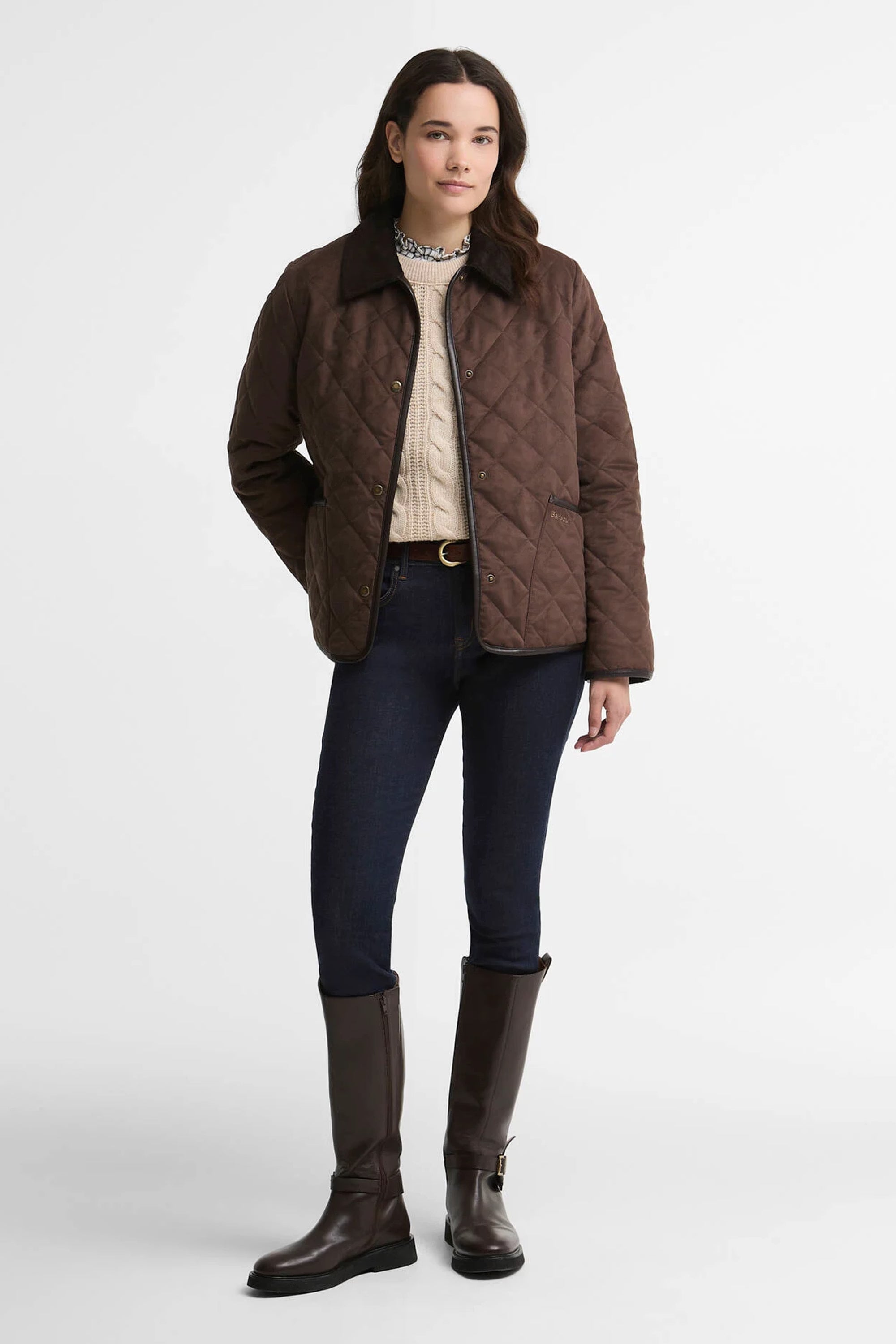 Barbour Sonya Quilted Jacket #Colour_Dk Brown/Muted