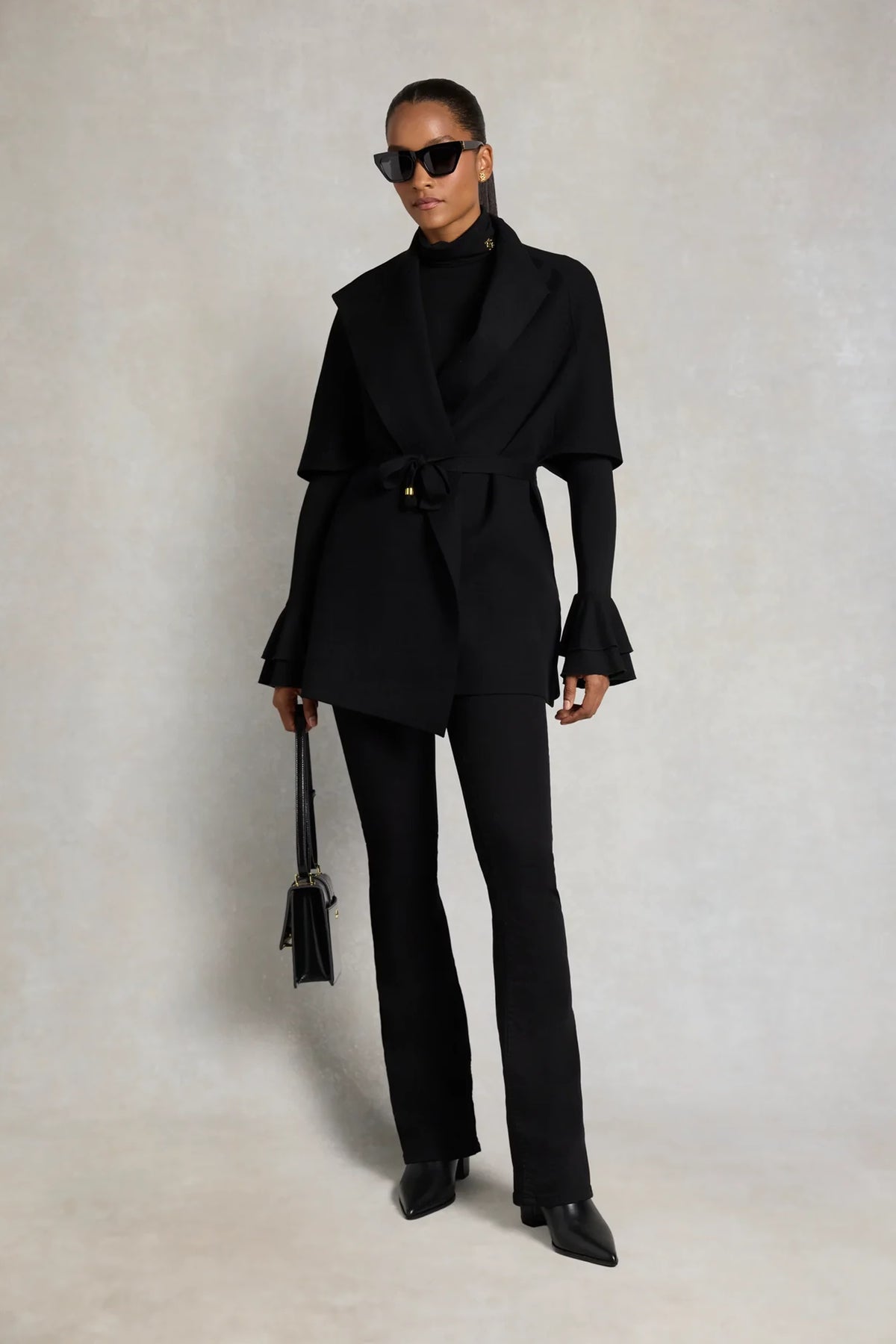 Holland Cooper Supersoft Fluted Roll Neck Top #Colour_Black