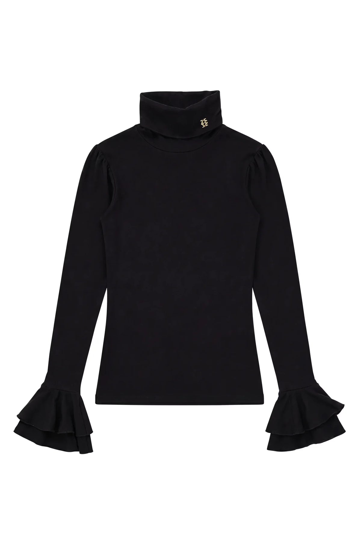 Holland Cooper Supersoft Fluted Roll Neck Top #Colour_Black